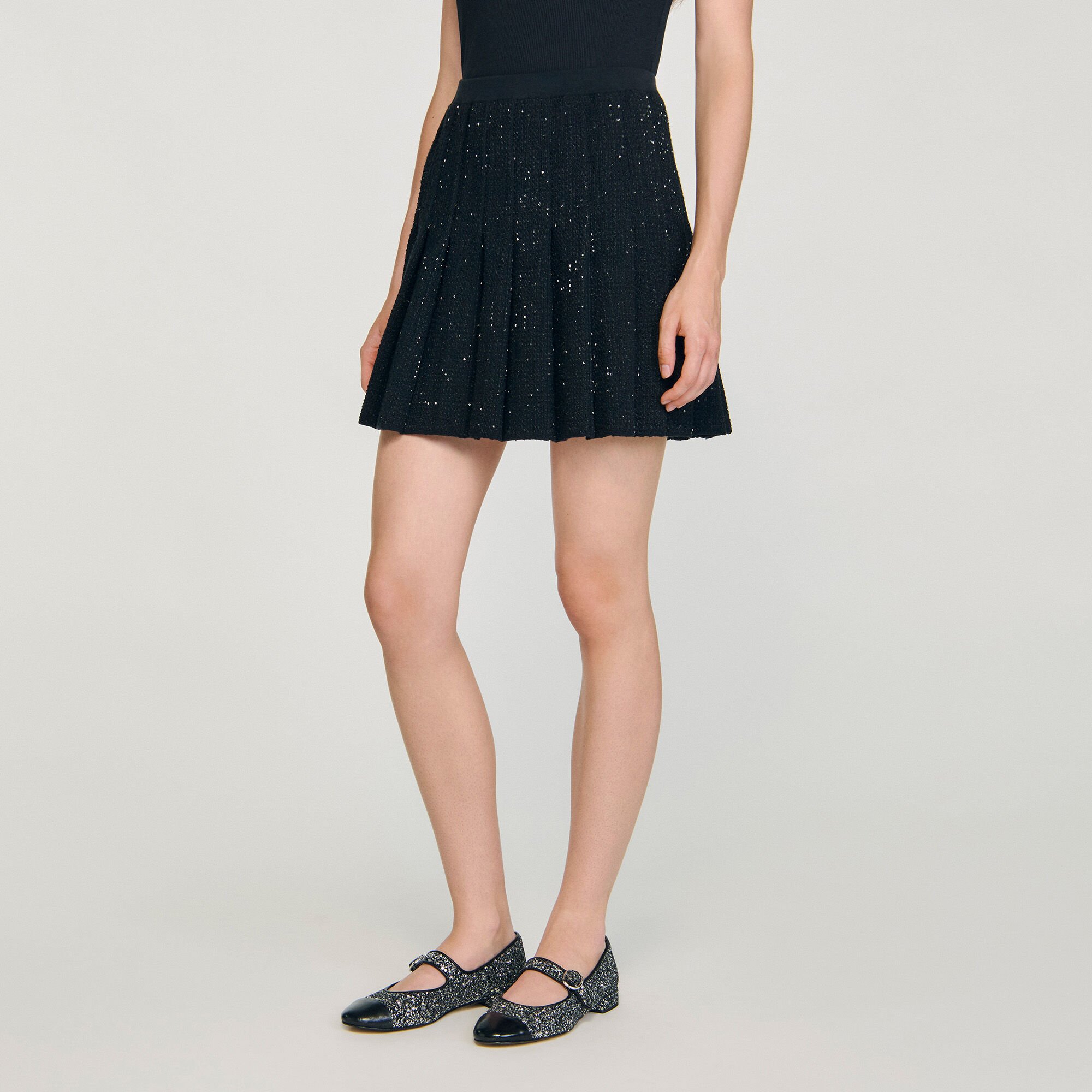 Mini tweed pleated skirt