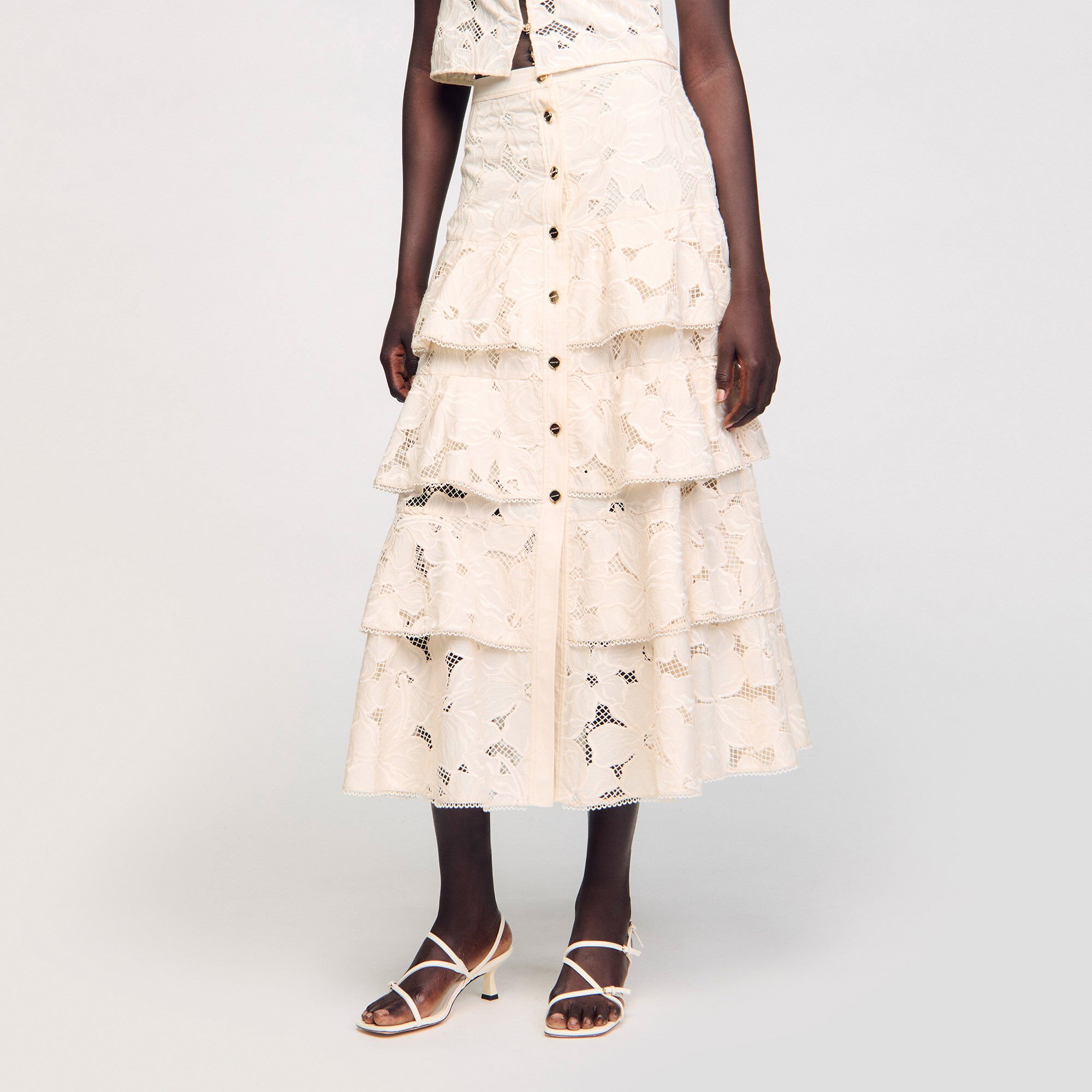 Long frilled skirt