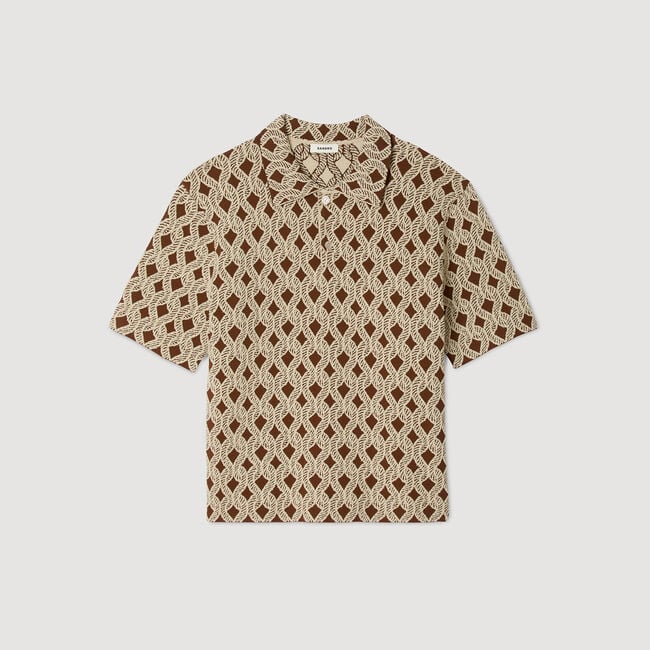 Rope jacquard cardigan shirt