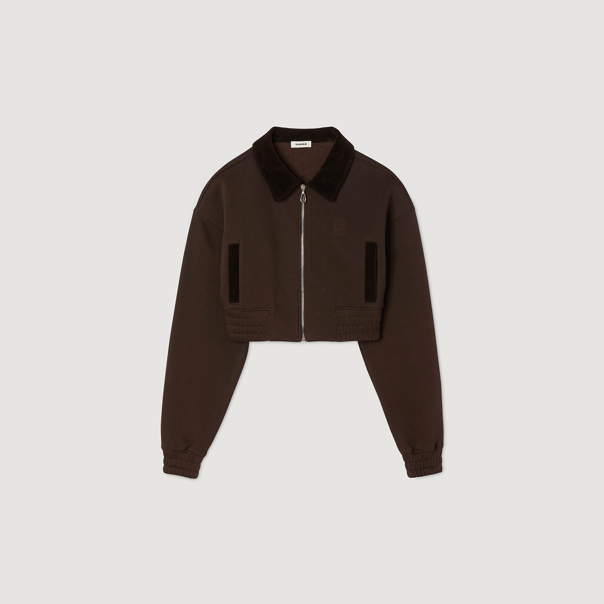 Cropped dual-fabric jacket