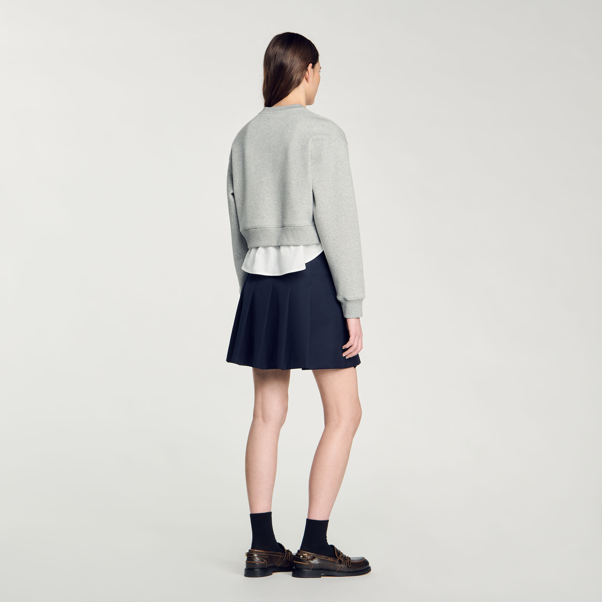 Layered effect sweatshirt black / gray For Women | Sandro Paris