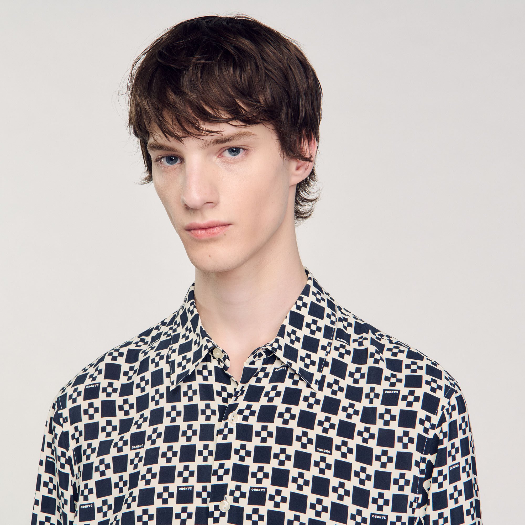 Square cross motif flowing shirt