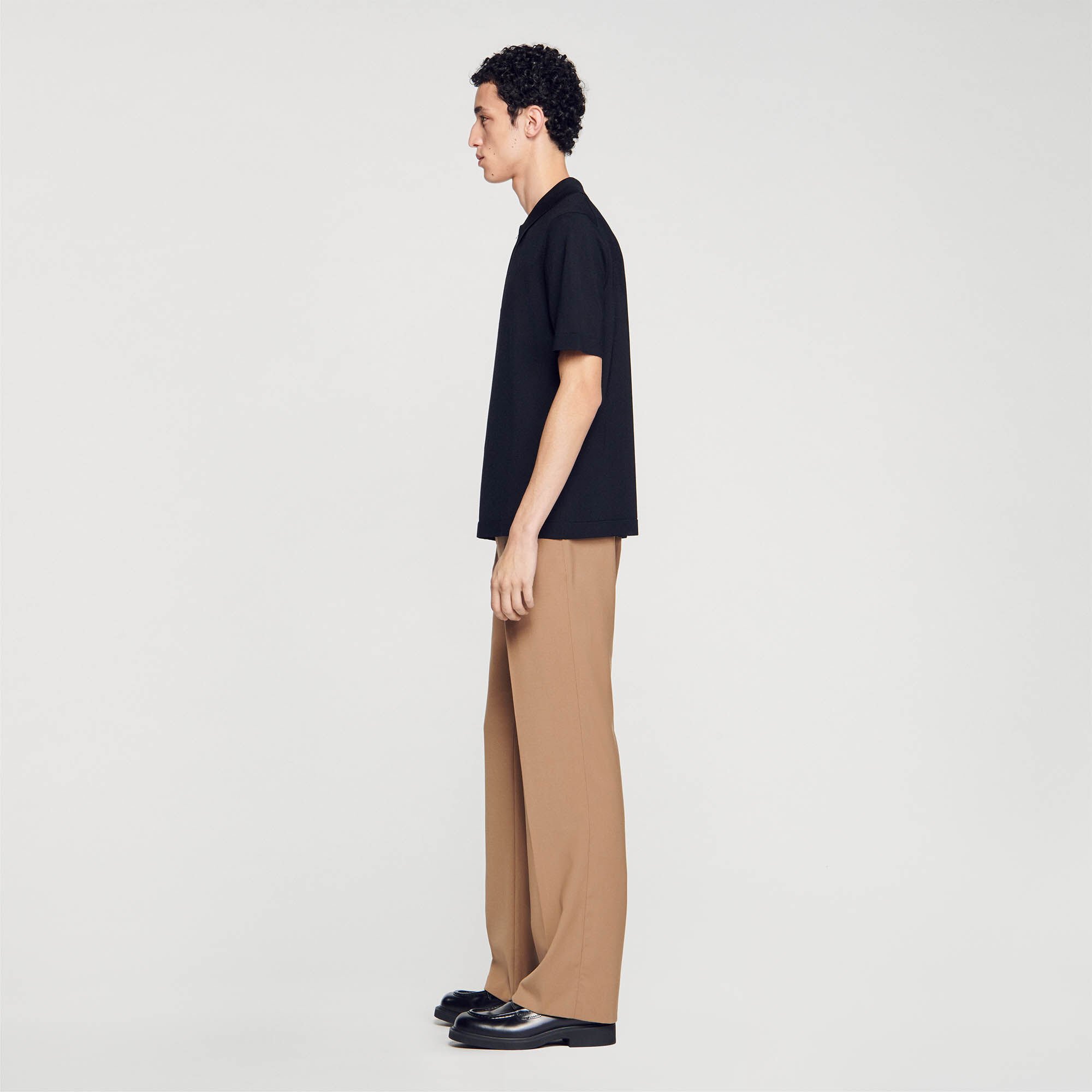 Knitted polo shirt with zip collar