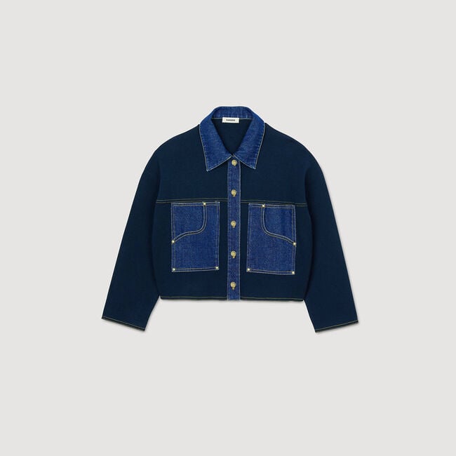 Denim detail cardigan