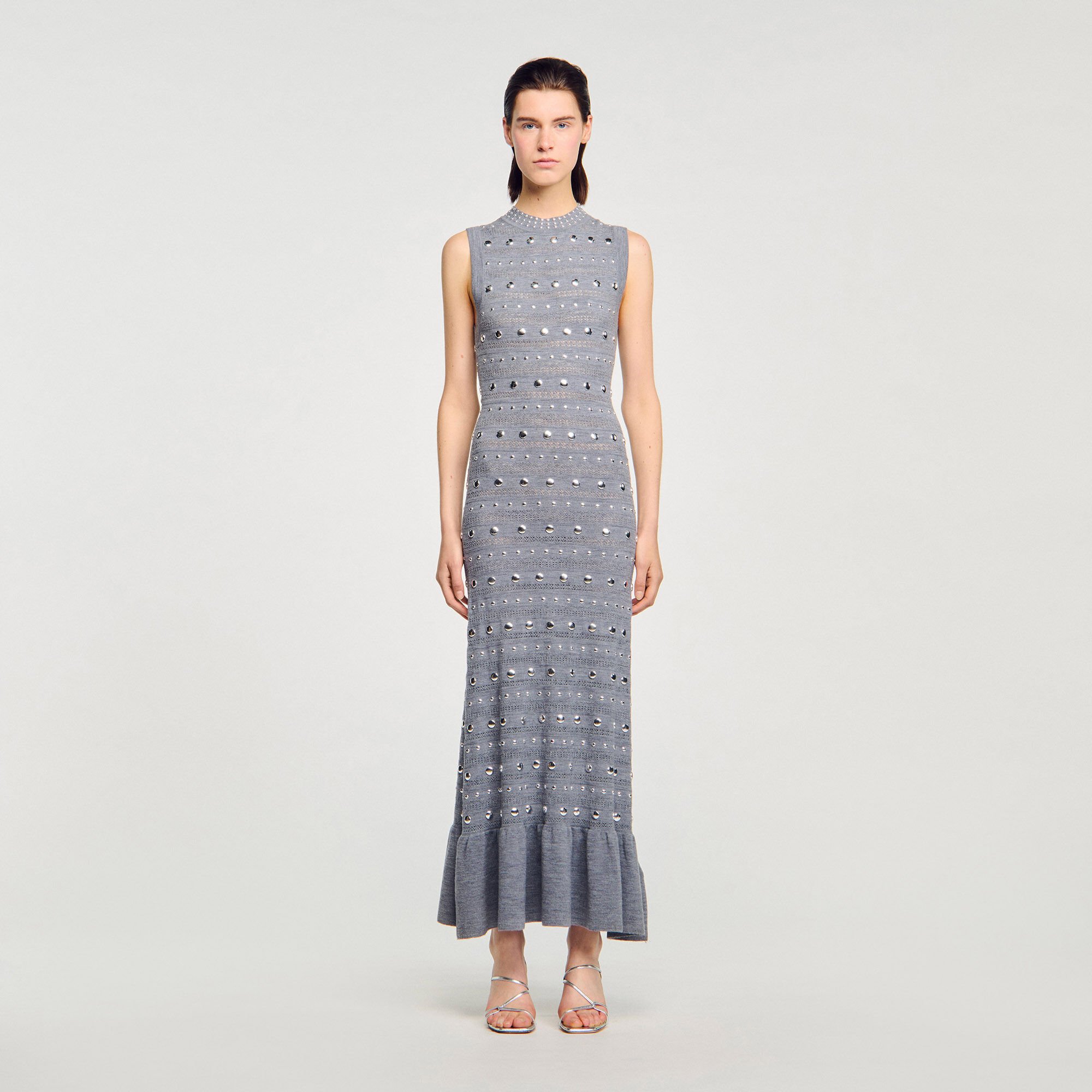 Knit maxi dress with studs