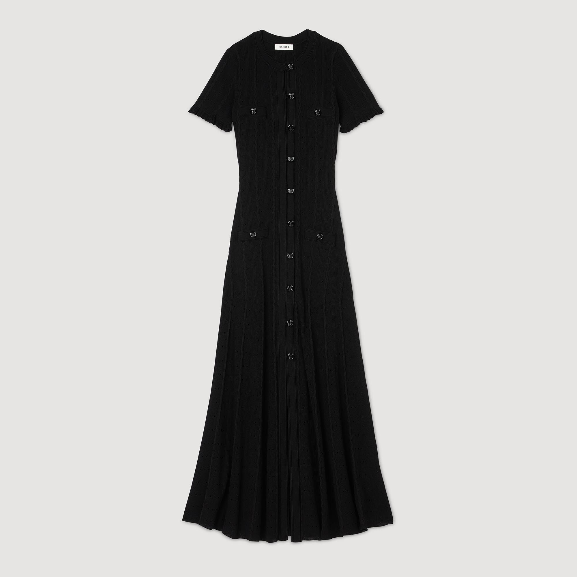 人気ブラドン maxi Knit dress Paris Sandro | Women For gray / black ワンピース