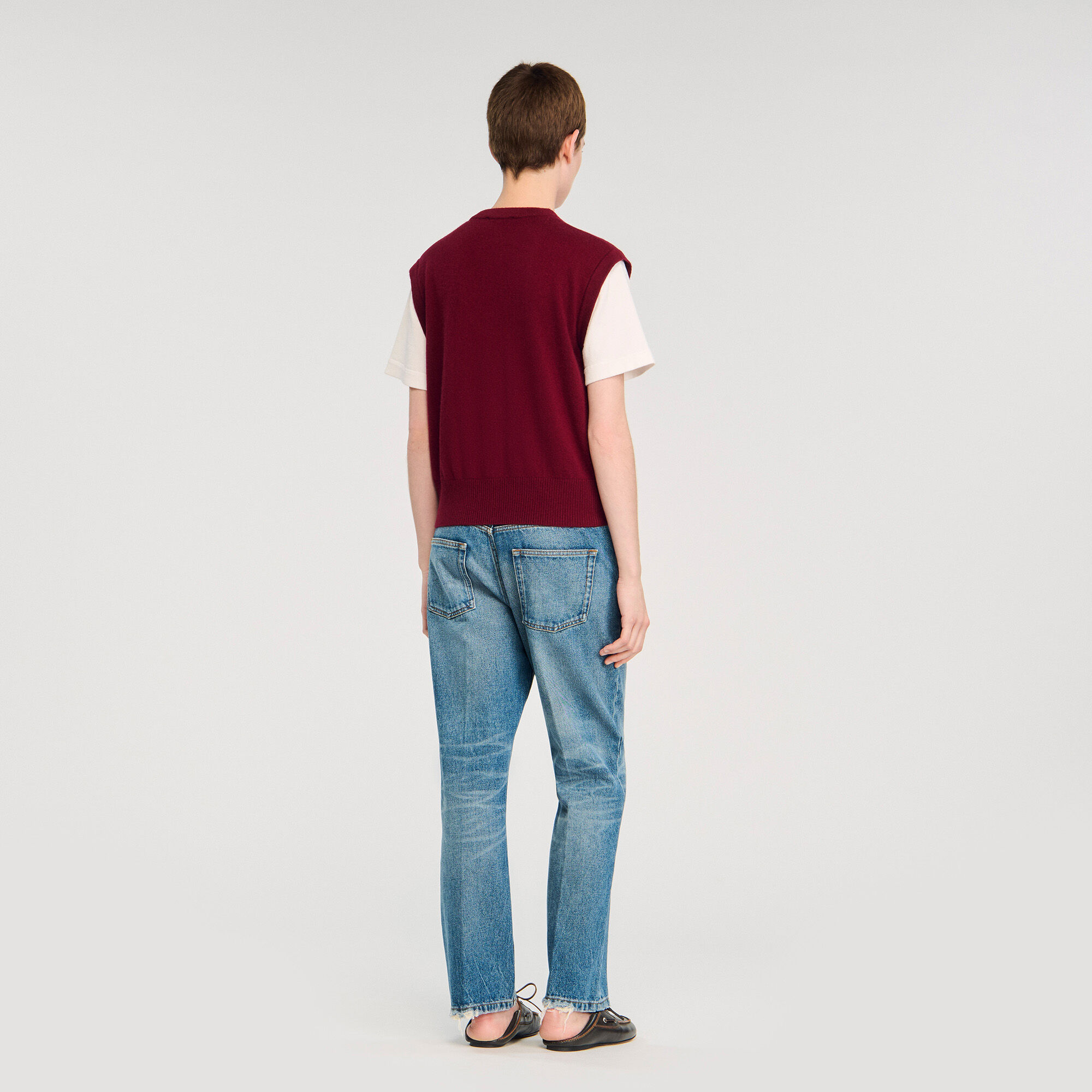 Two-tone wool and cashmere sweater