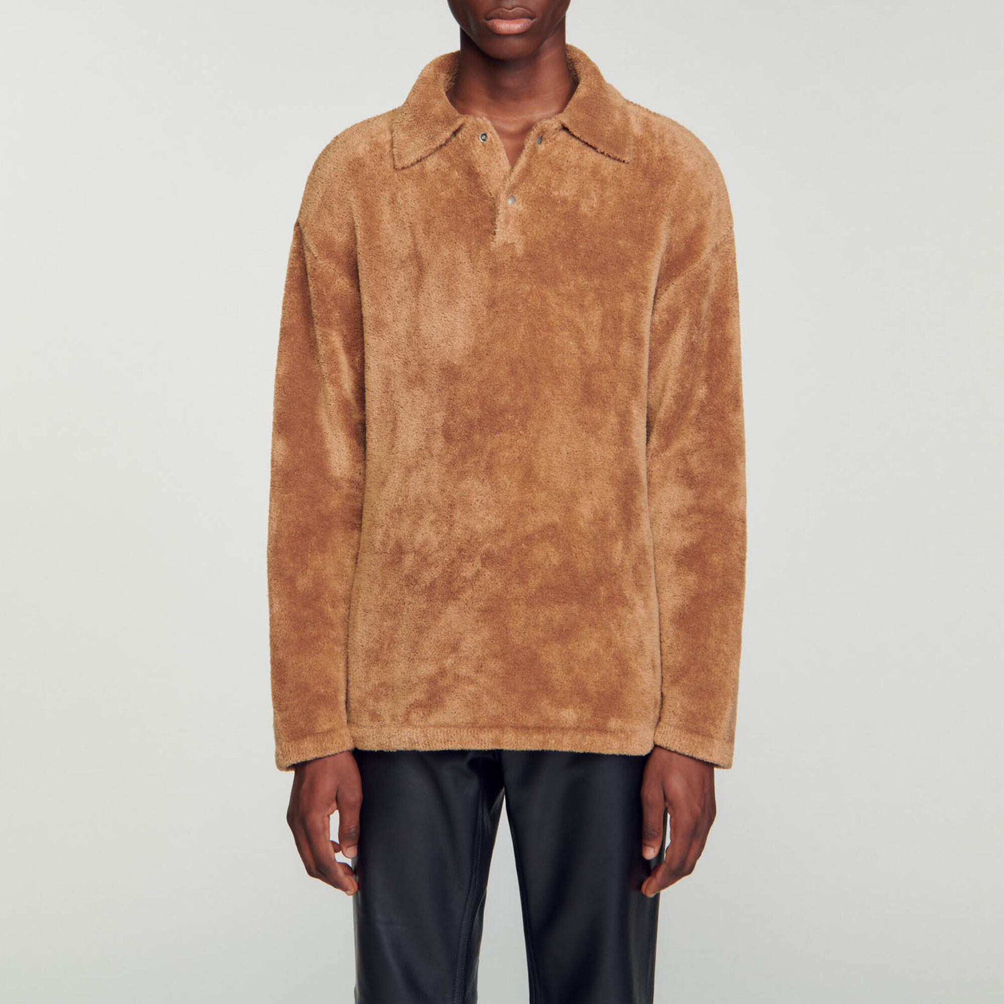 Terry knit polo shirt
