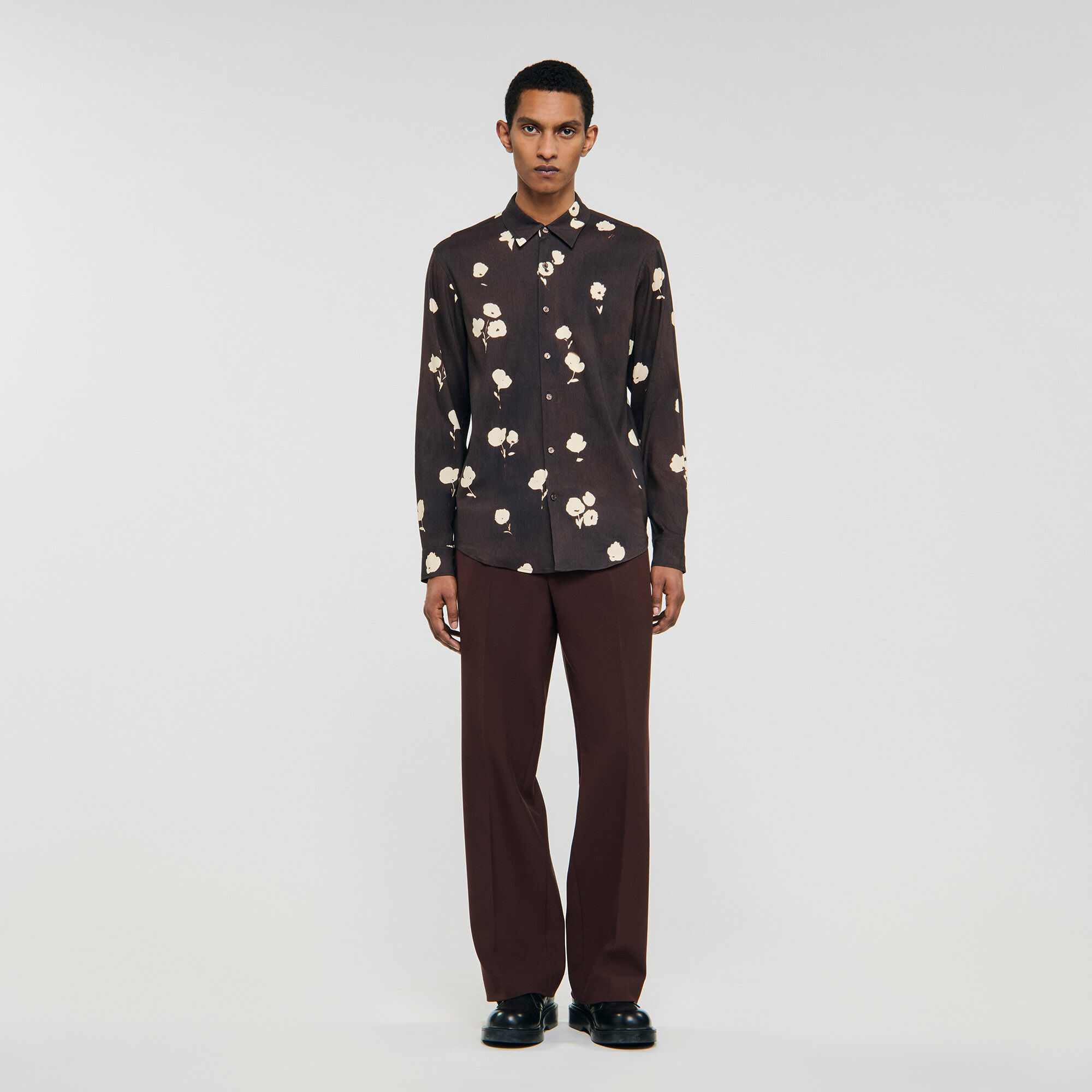 Floral print linen shirt