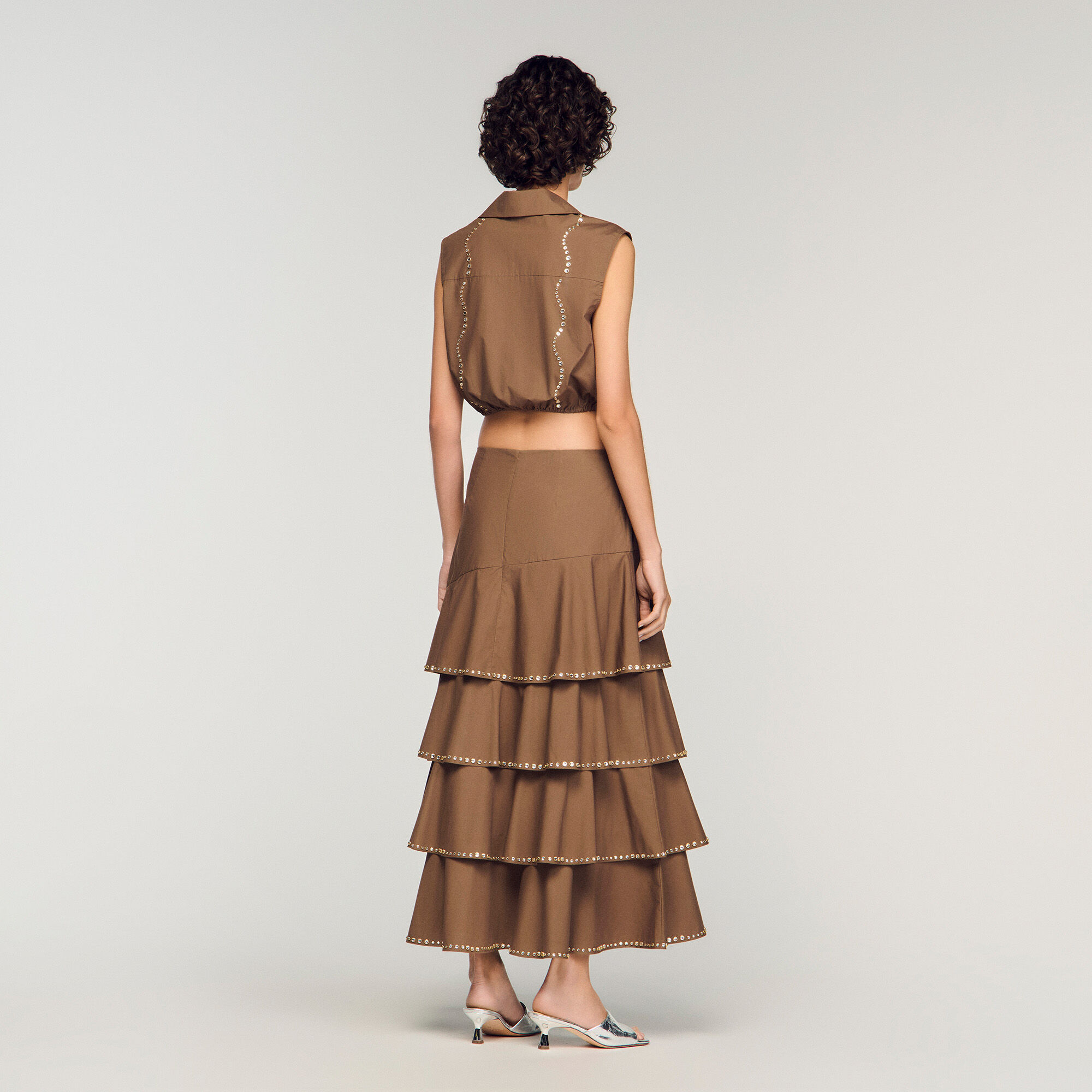 Maxi ruffled rhinestone skirt