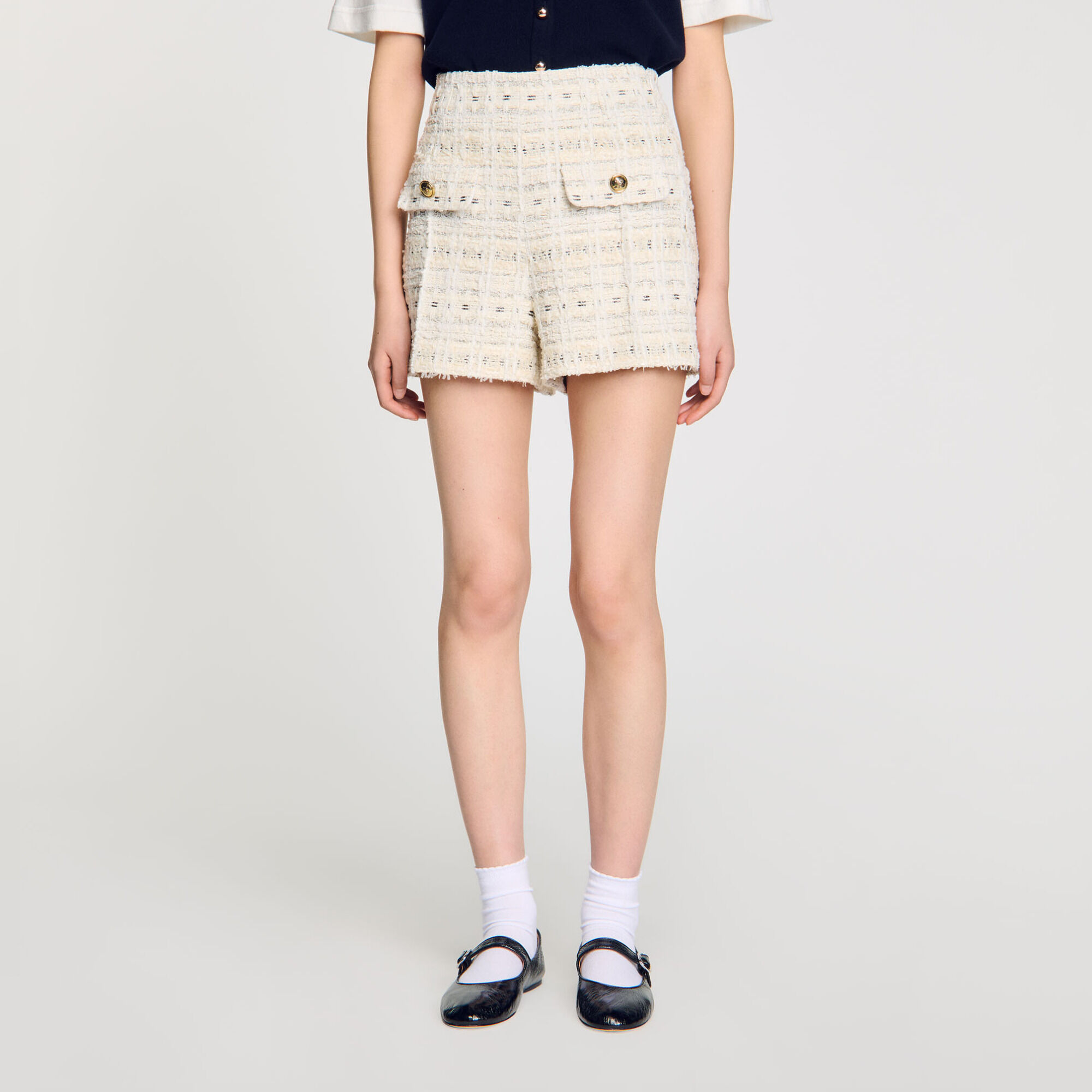 Decorative tweed shorts