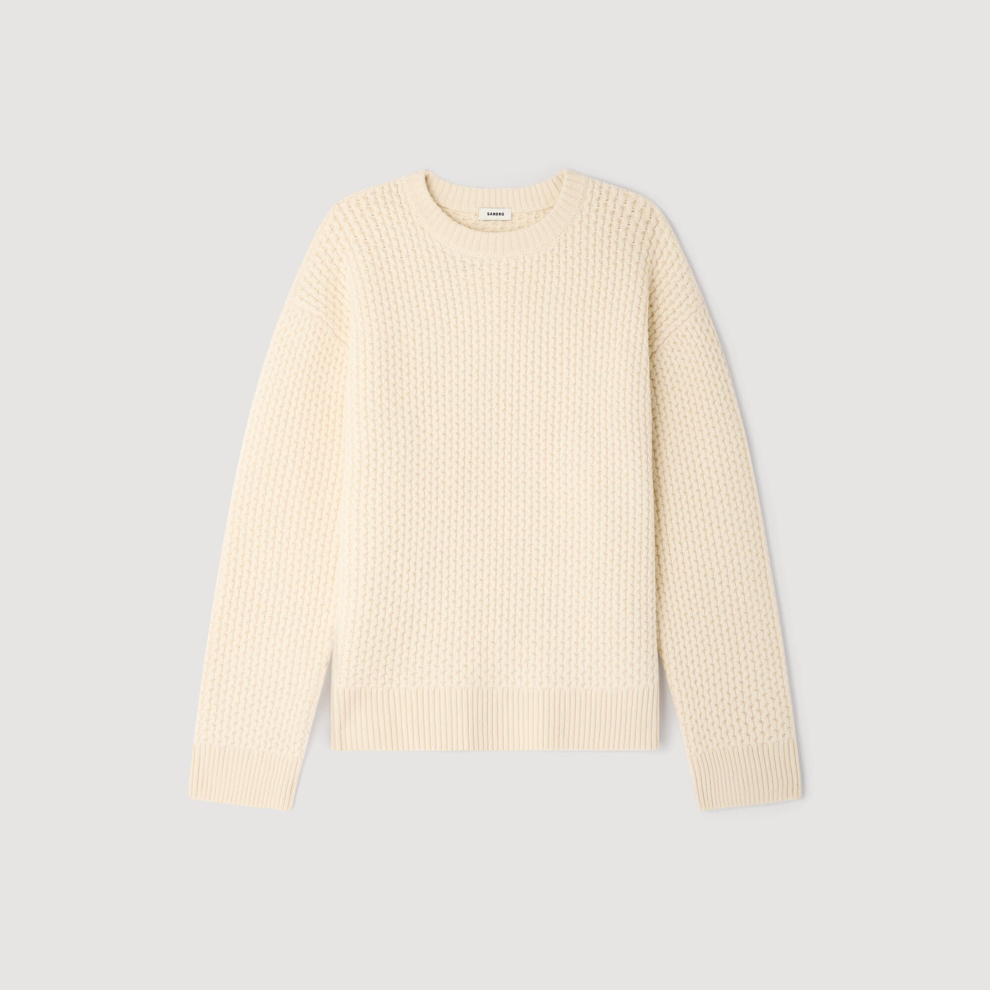 Honeycomb stitch wool sweater