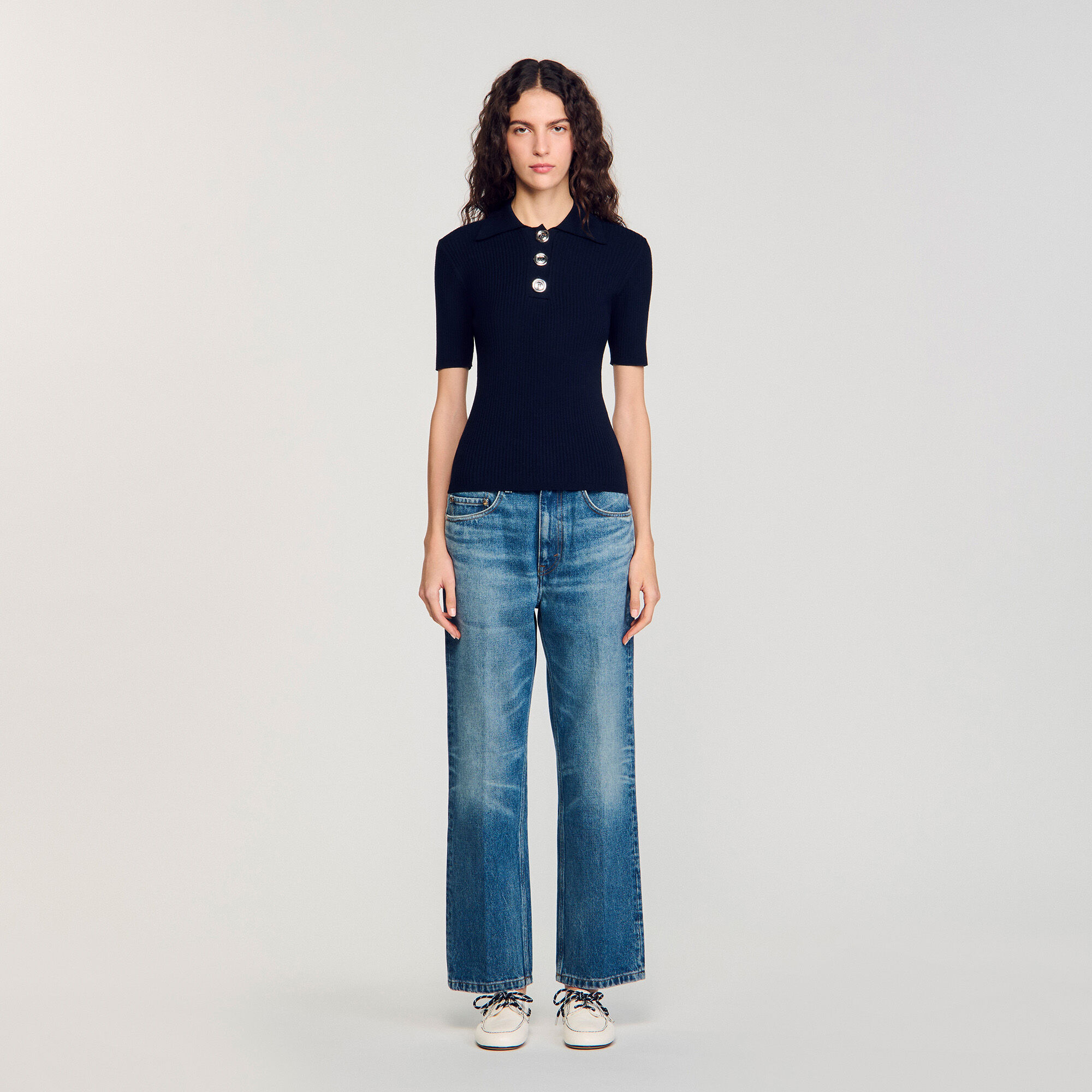 Polo-neck sweater blue For Women | Sandro Paris Polo-neck sweater blue For Women | Sandro Paris