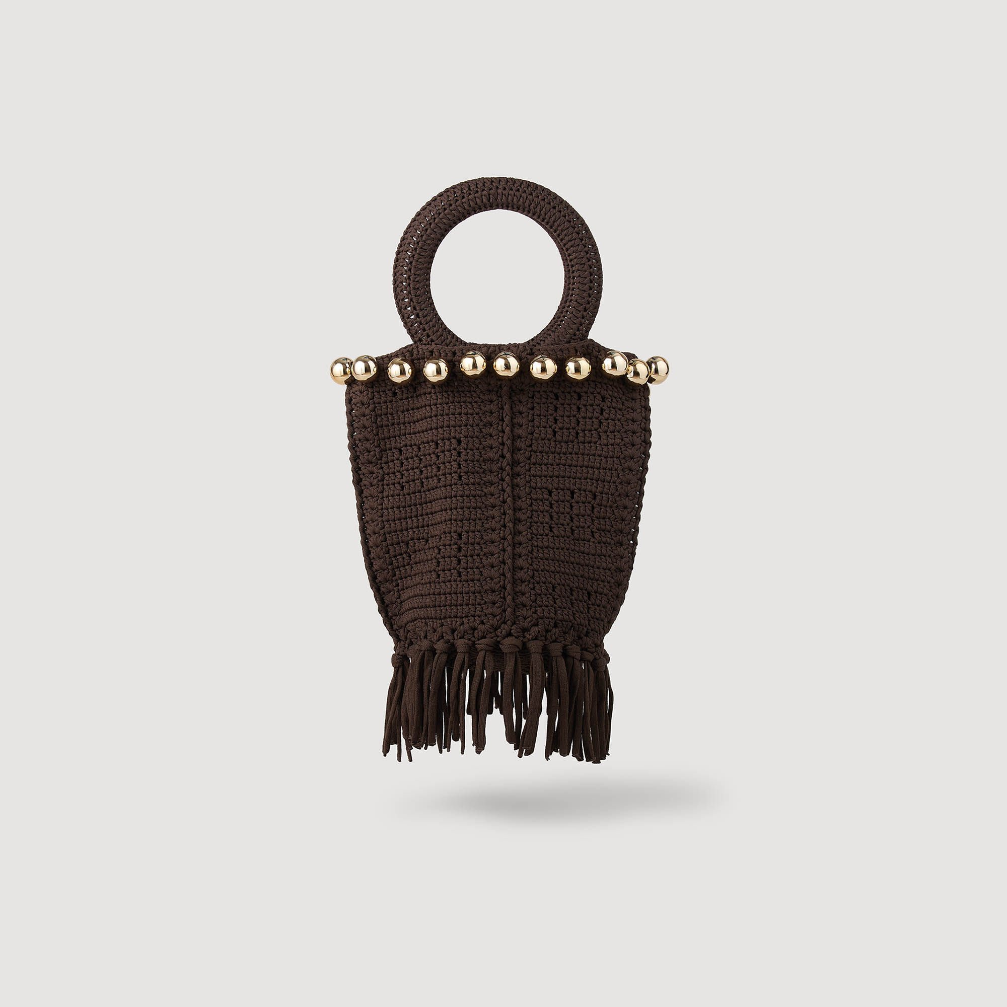 Small beaded fringed crochet bag