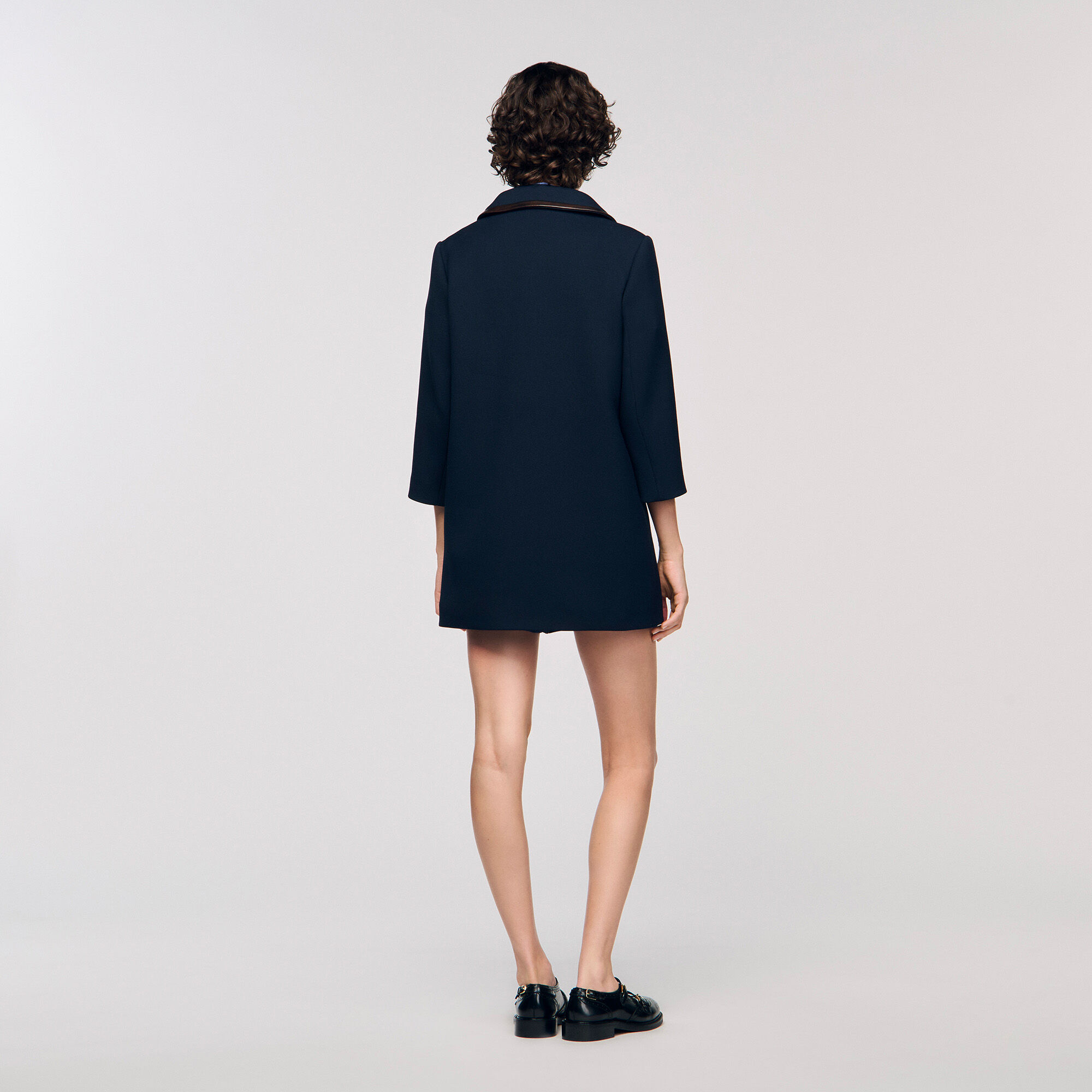 sandro paris  コート Long double-breasted coat blue For Women | Sandro Paris