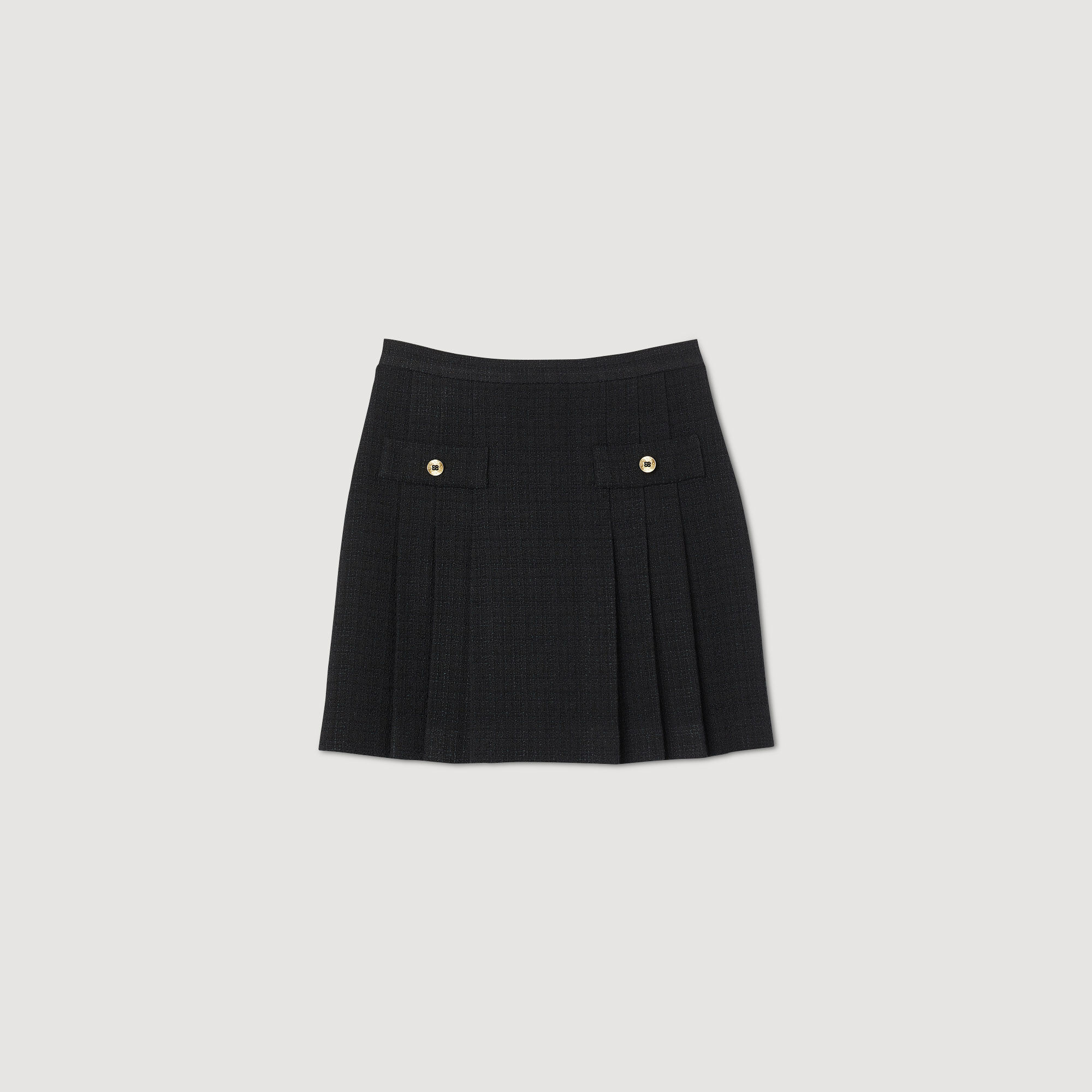 【海外限定】Sandroスカート☆Pleated tweed mini skirt Mini tweed pleated skirt white / beige For Women | Sandro Paris