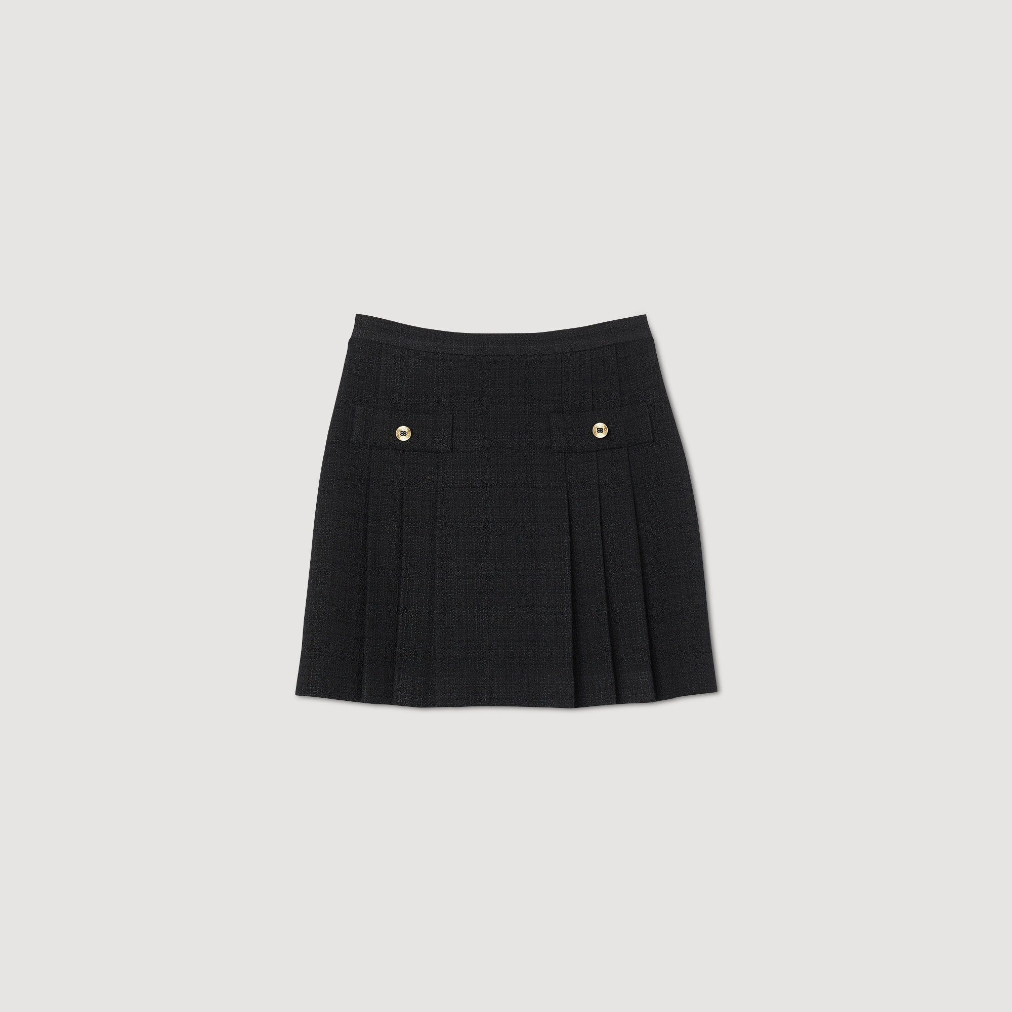 Pleated tweed skirt