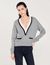 Sweater with contrasting deep V-neck