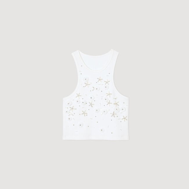 Beaded and rhinestone tank top