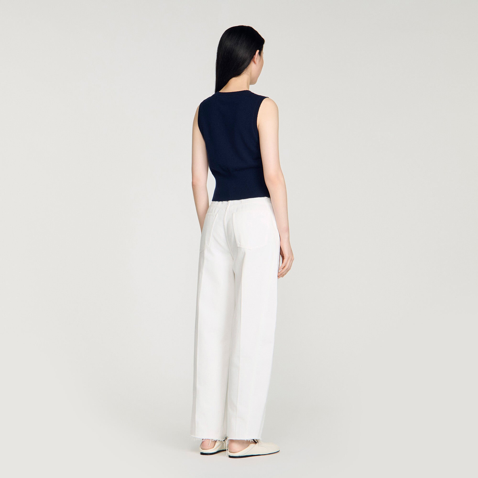 Cropped striped wool-cashmere sweater