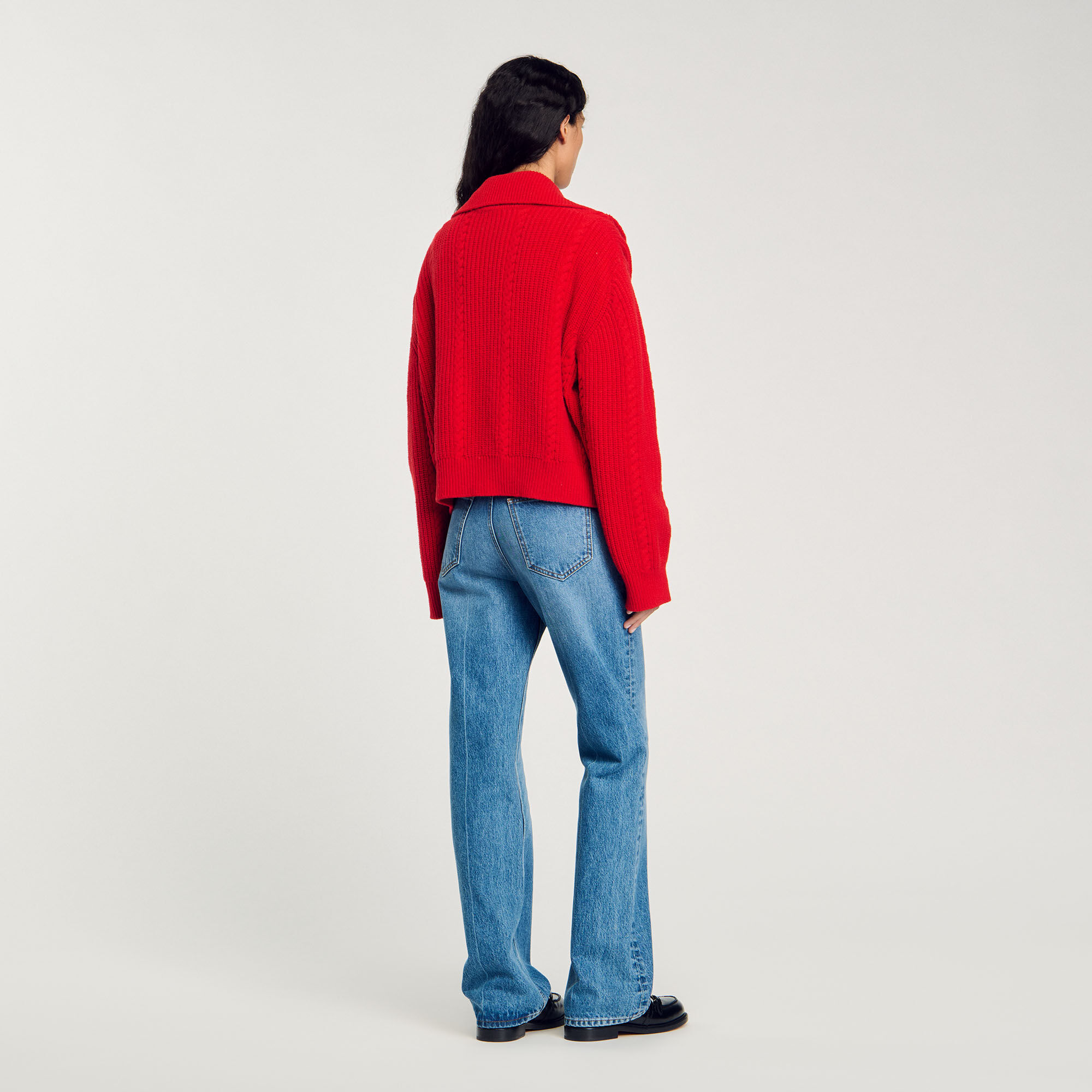 Buttoned Neck Sweater red For Women | Sandro Paris Buttoned Neck Sweater red For Women | Sandro Paris