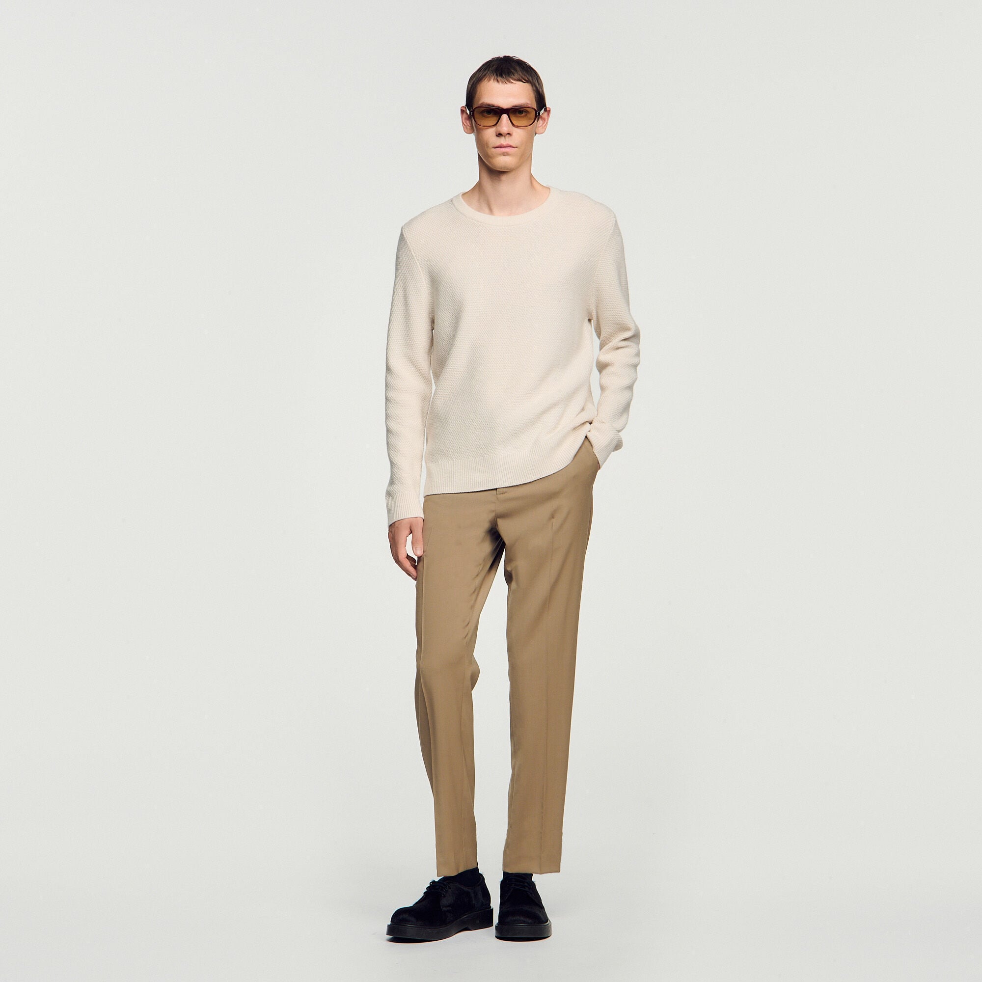 Crew-neck sweater in seed stitch - Men | Sandro
