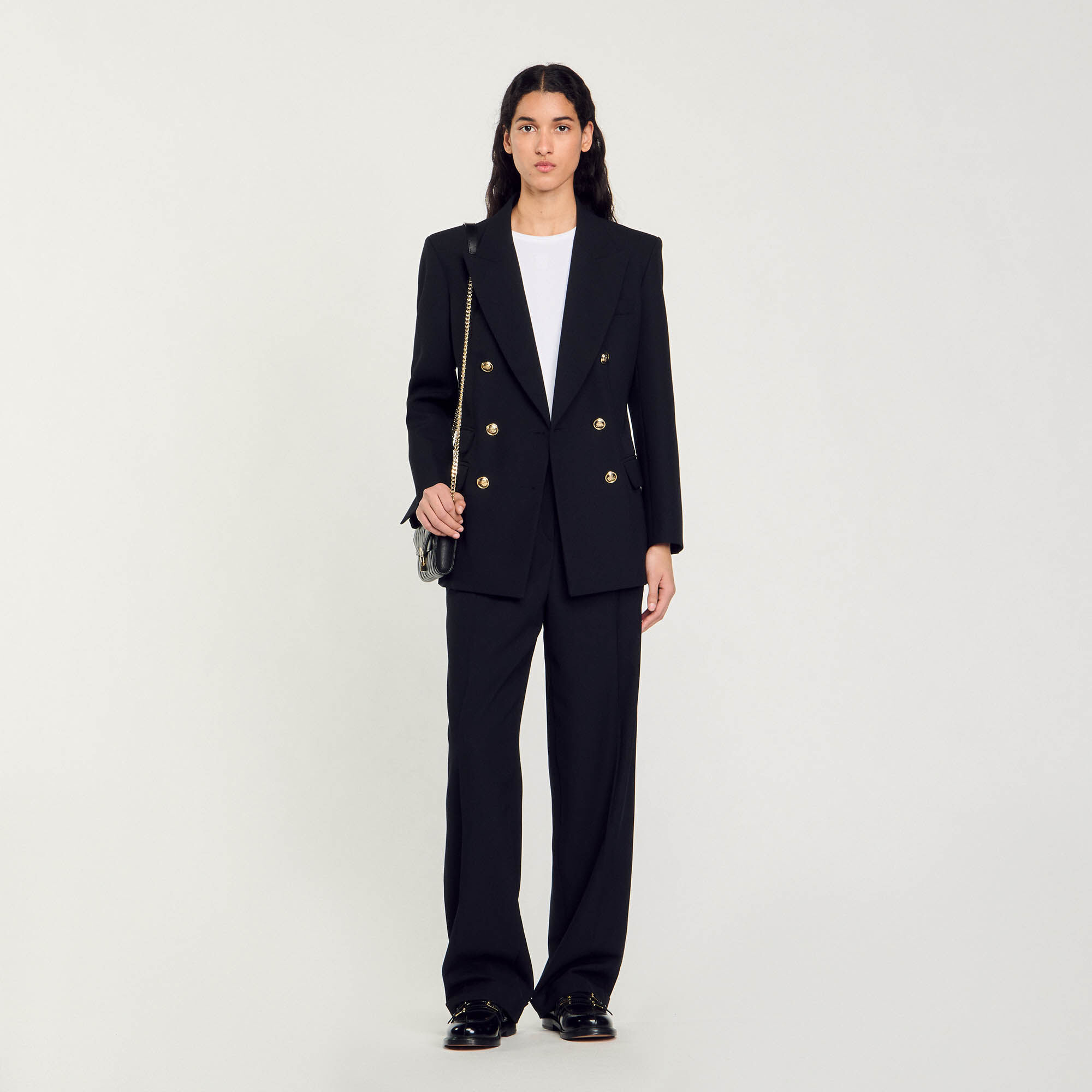 Double breasted suit jacket black gray For Women Sandro Paris