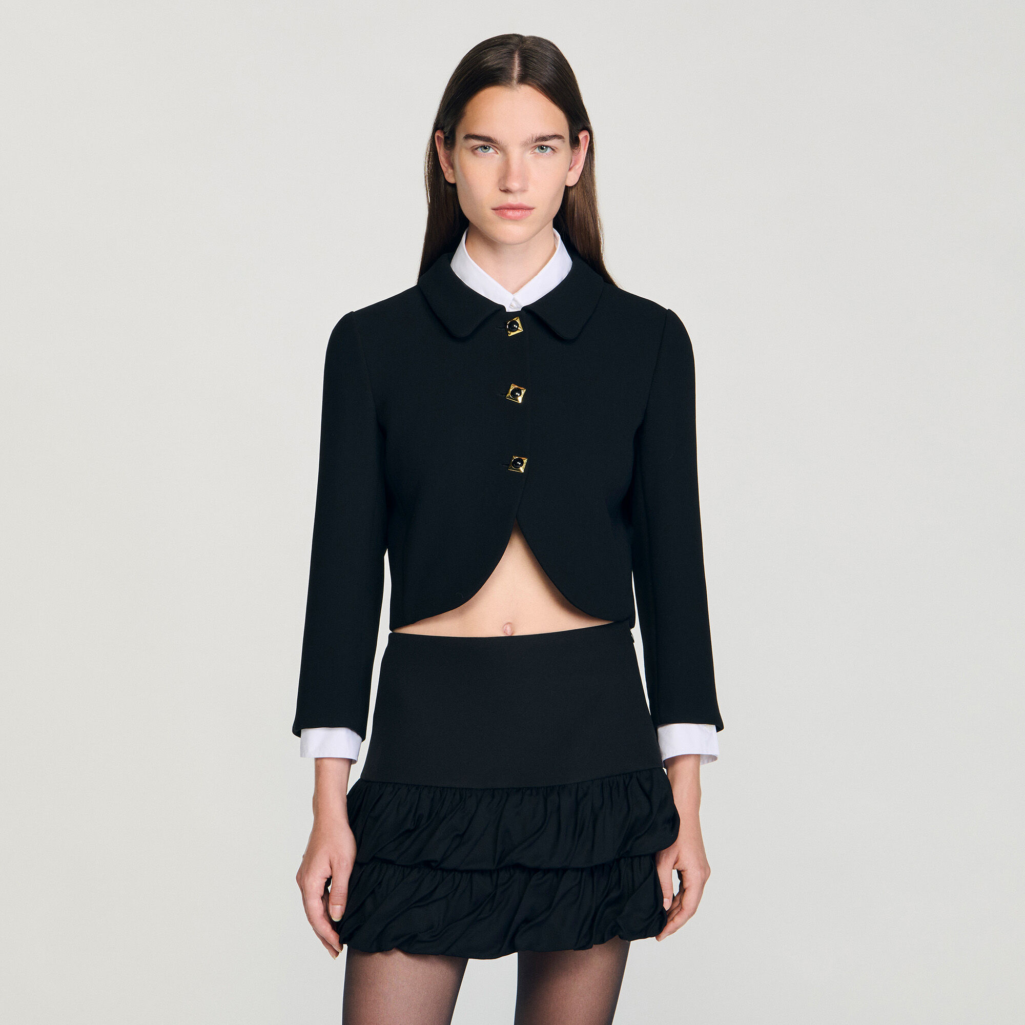 Cropped jacket with decorative buttons