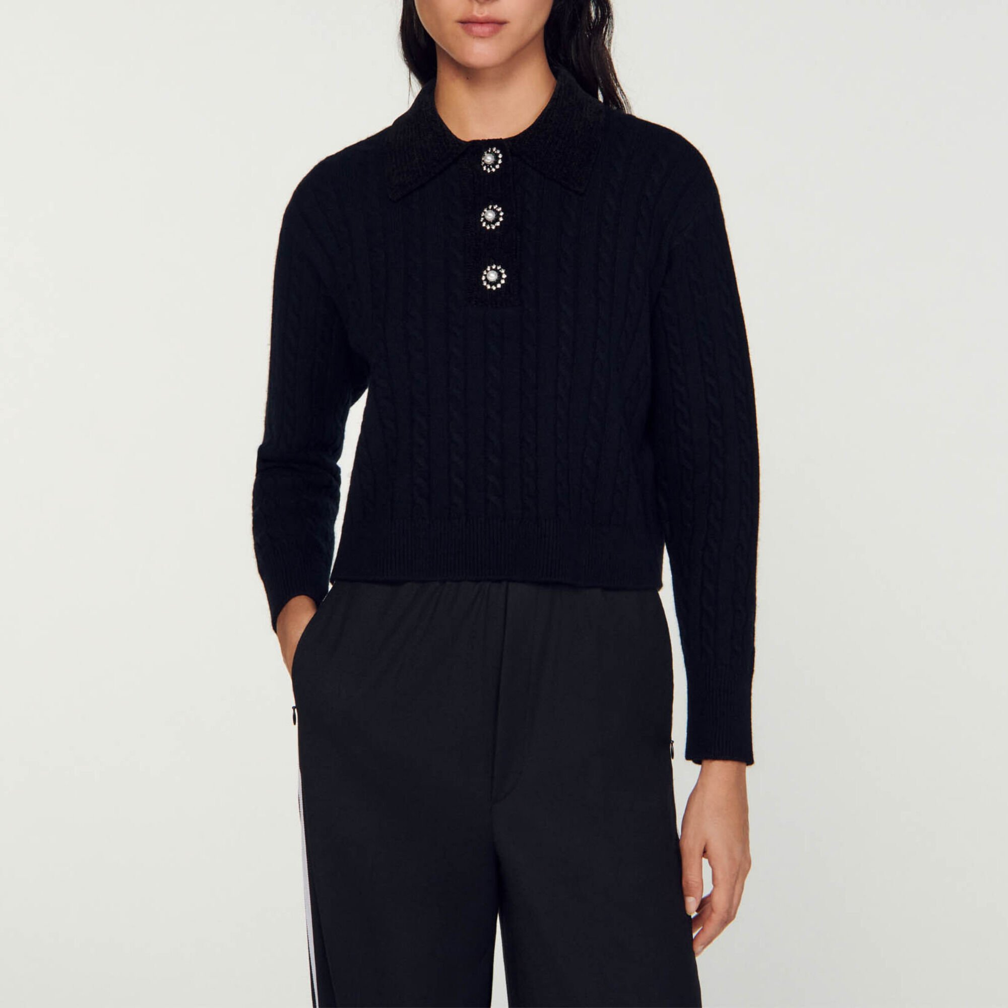 Knit polo neck sweater