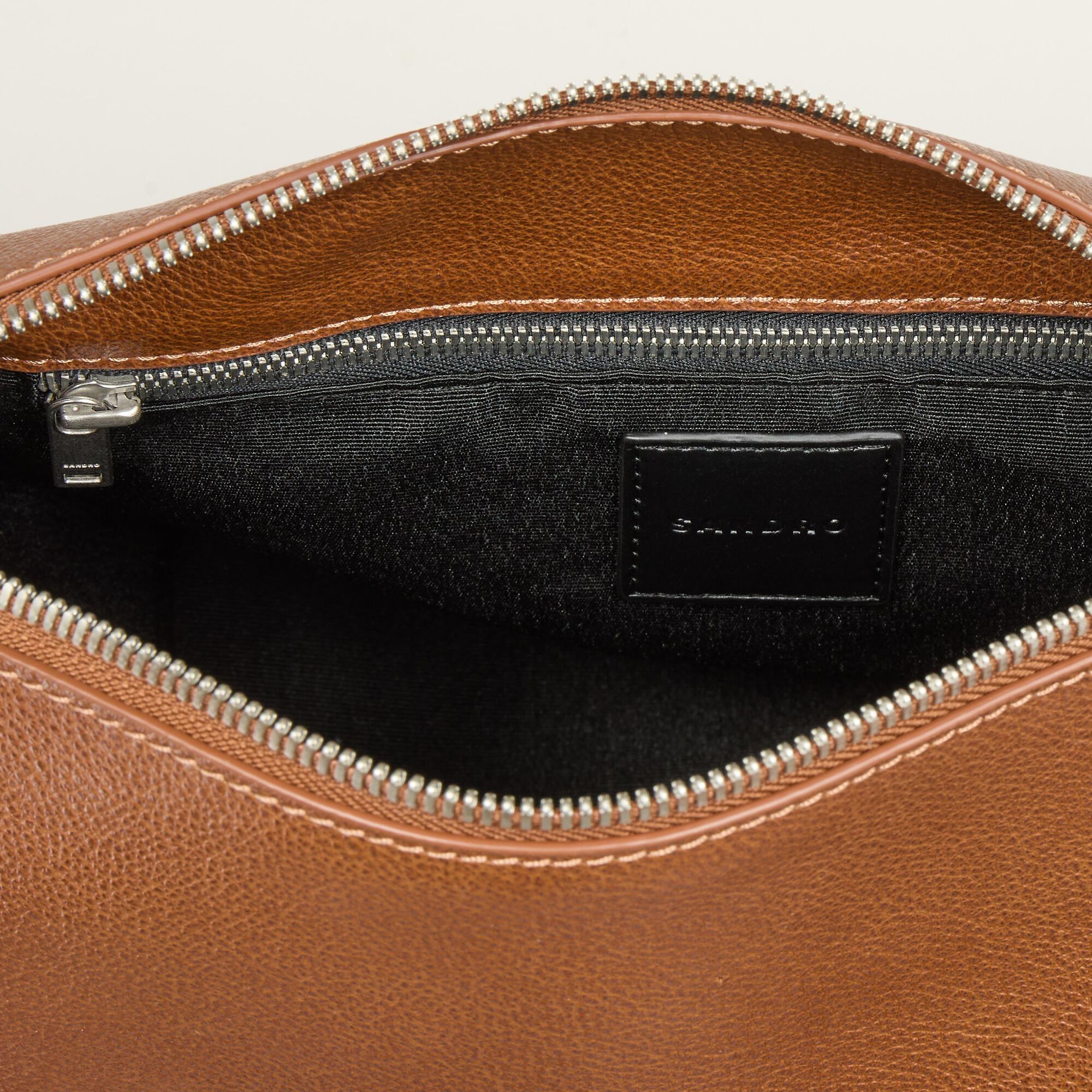 Grained leather satchel