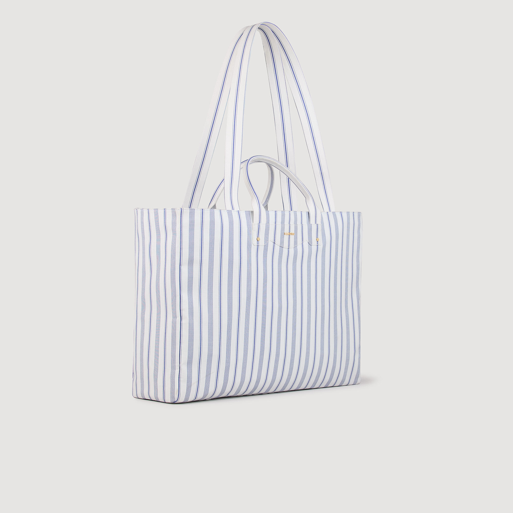 Striped canvas tote bag