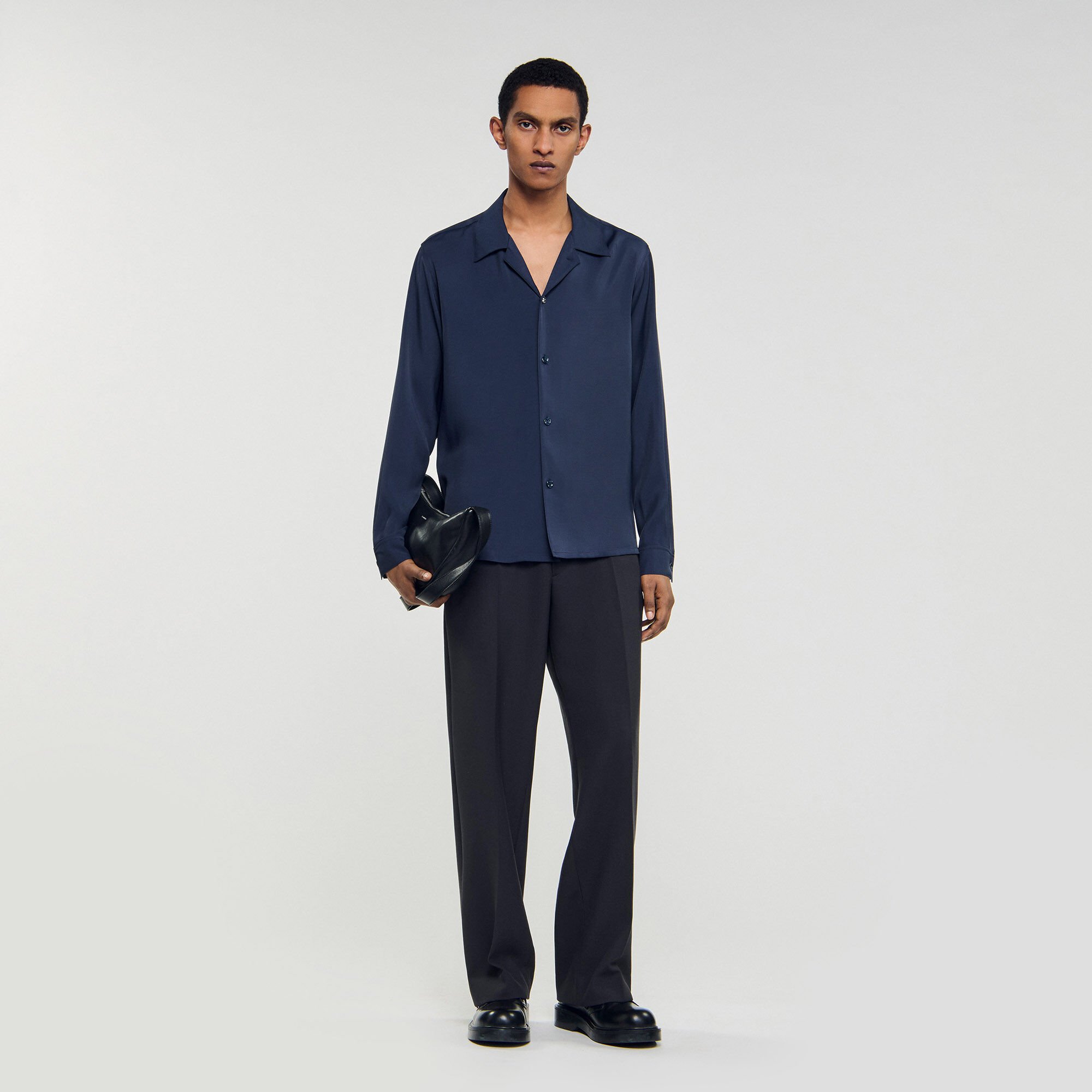 Double-faced wool jacket blue for Men | Sandro Paris