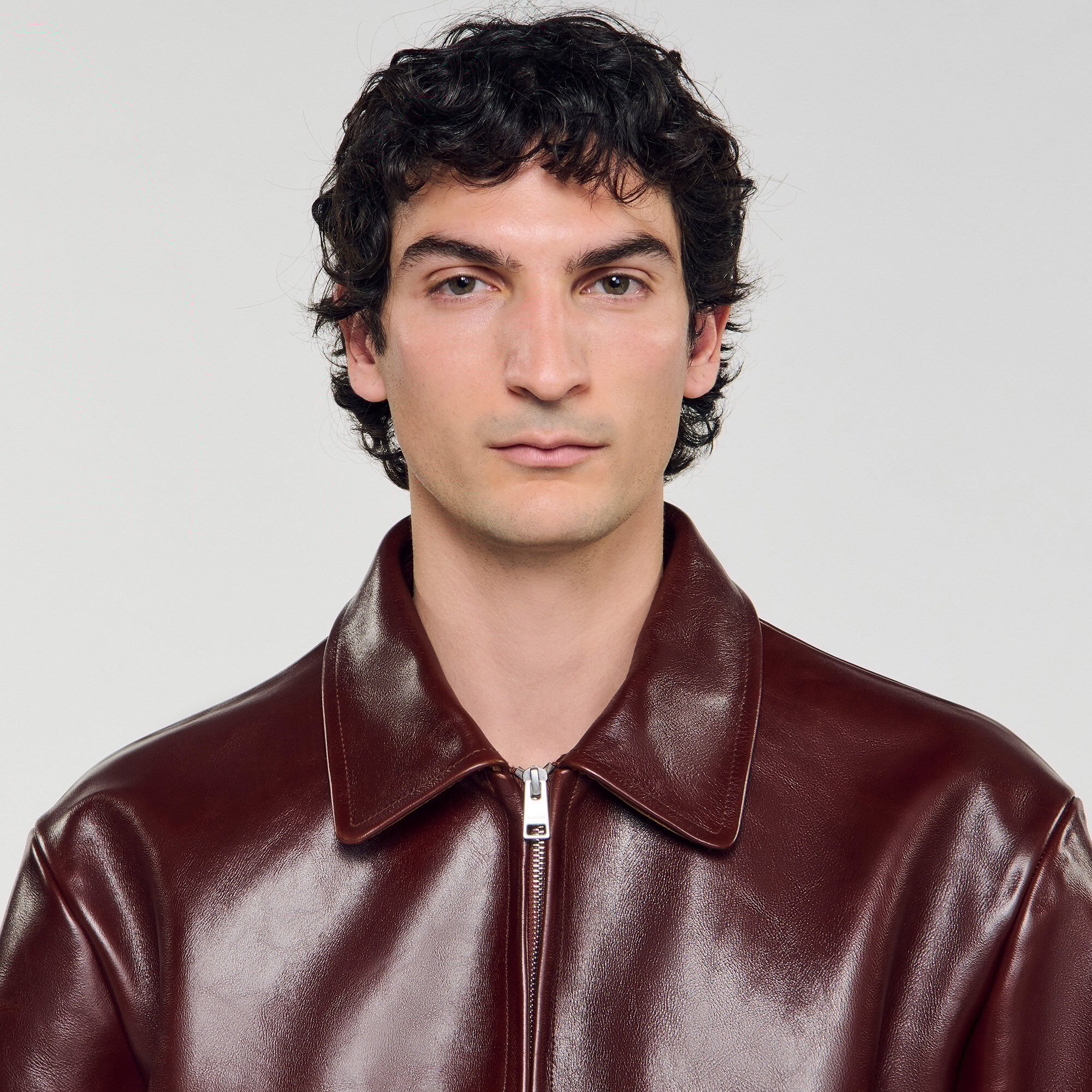 Zip-up leather jacket