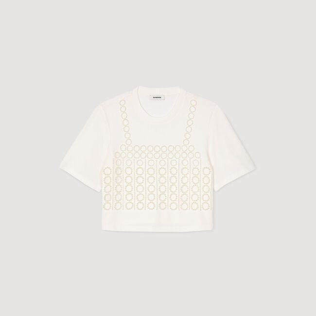 Beaded cropped T-shirt
