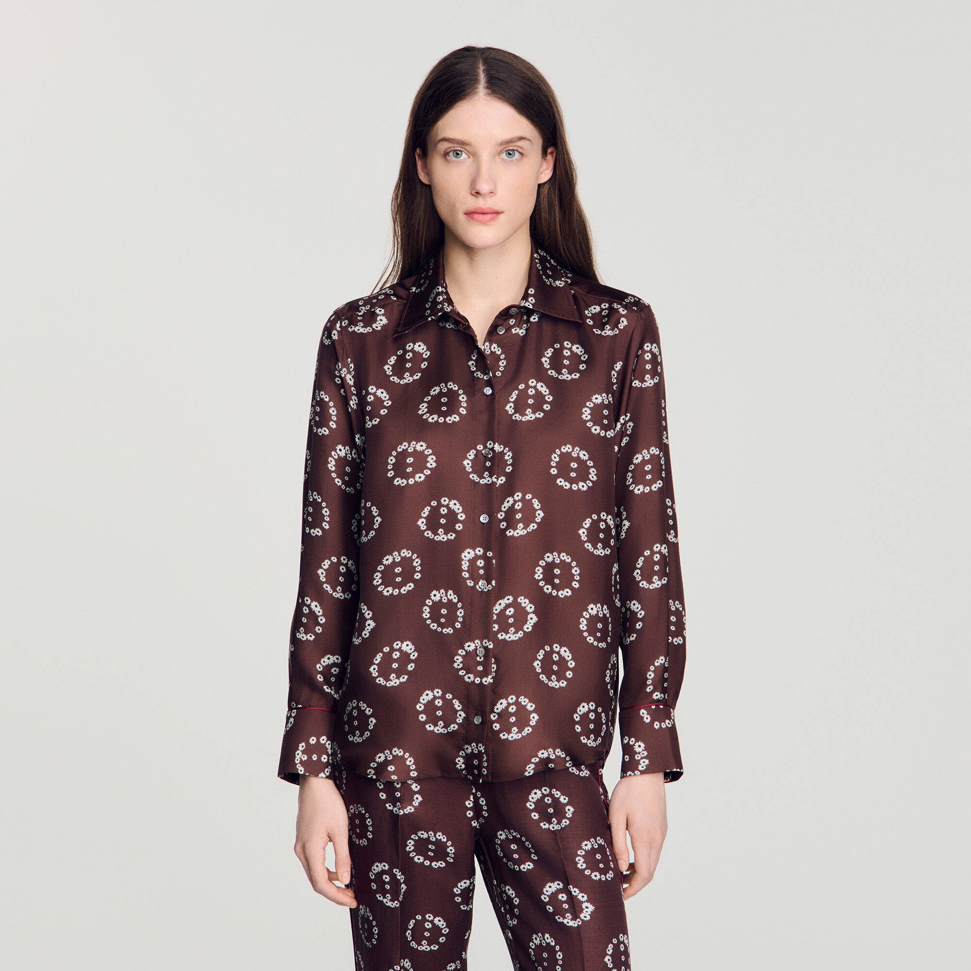 Floral print silk shirt