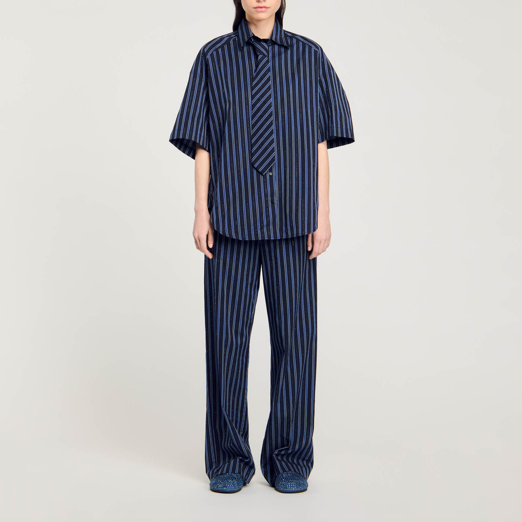 Rhinestone tie shirt