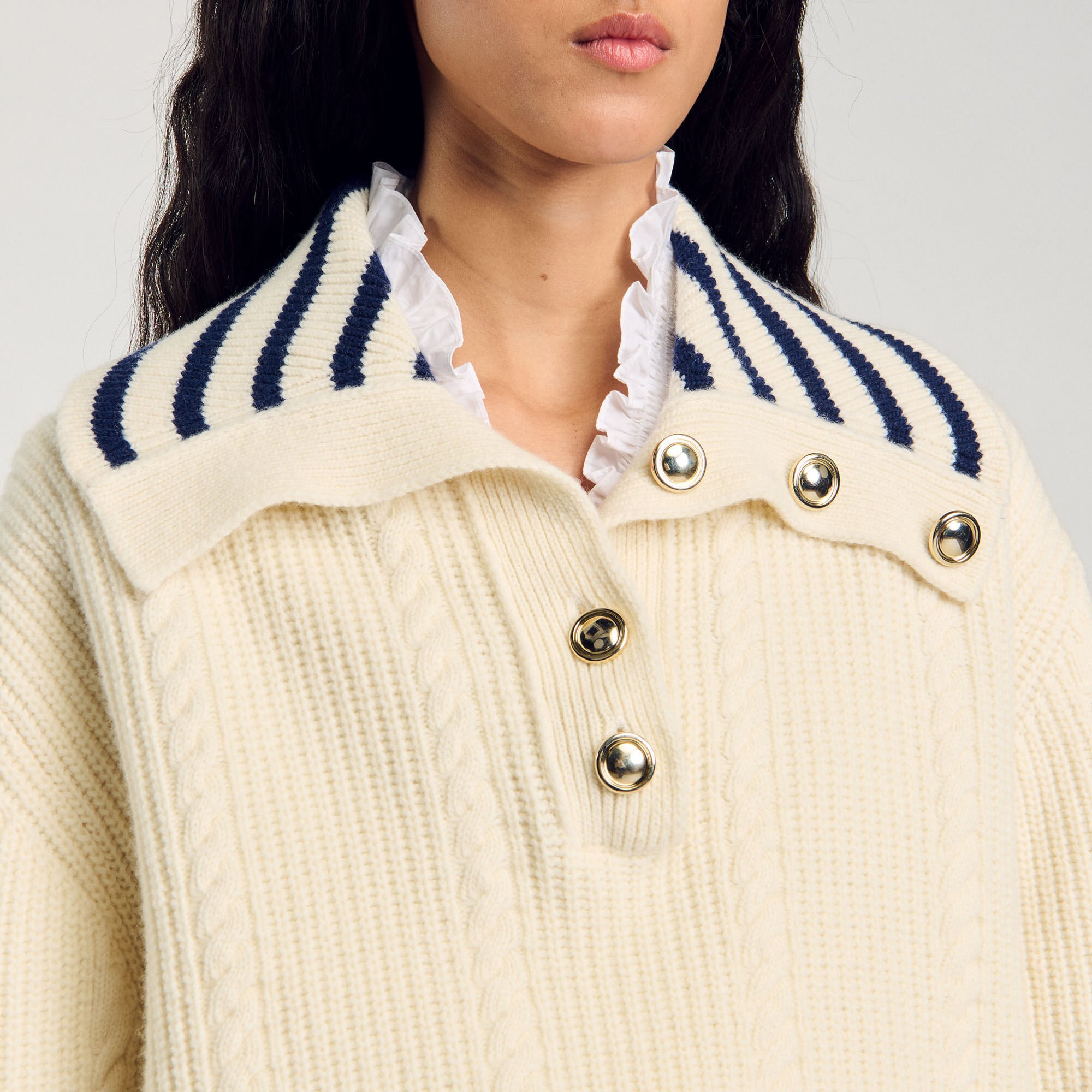 Stripy Sailor-Neck Sweater