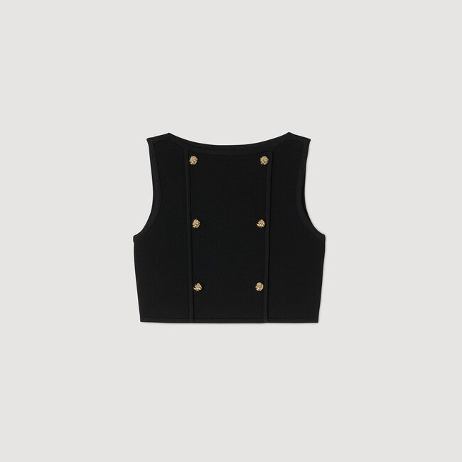 Button detail cropped knit top