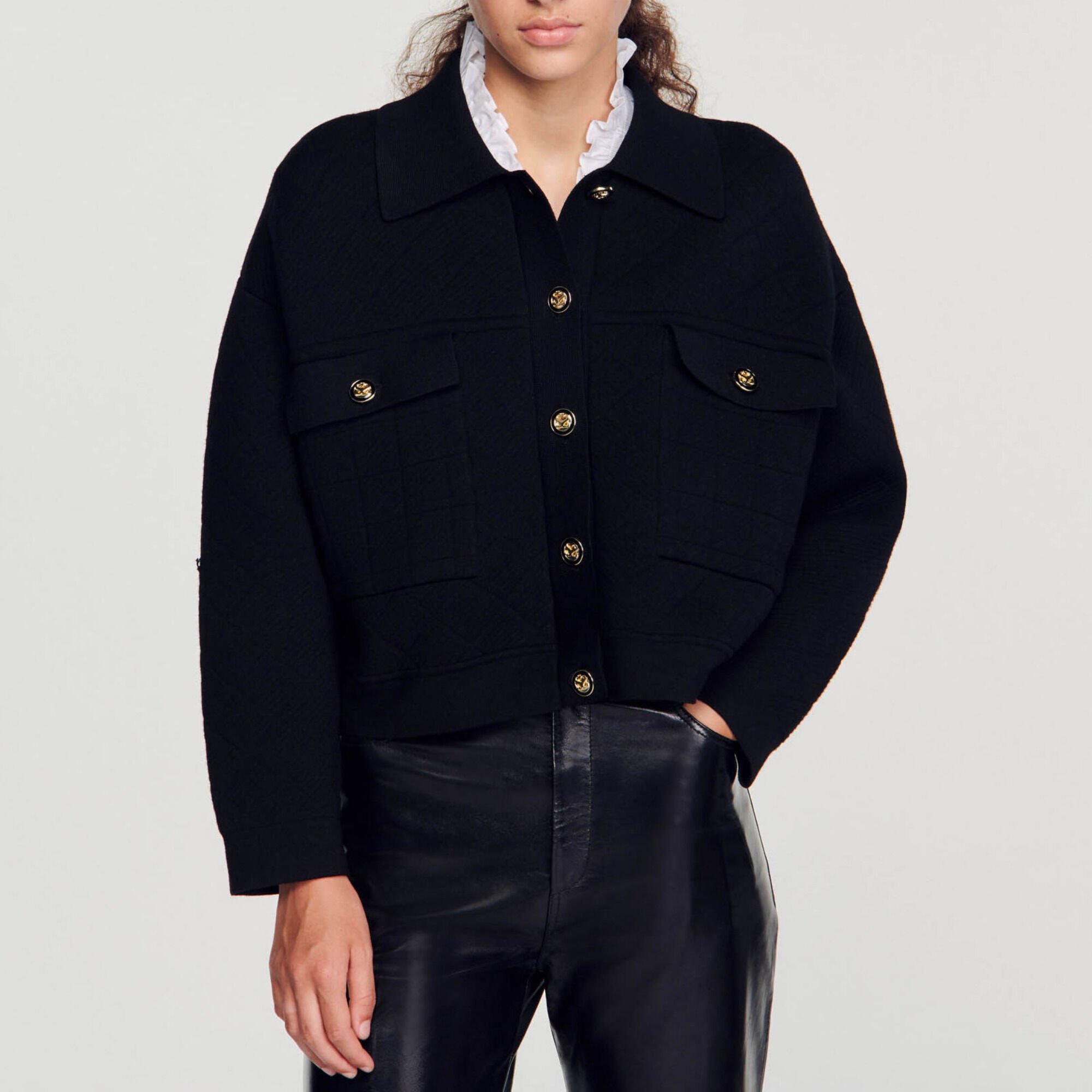 Cropped knit cardigan