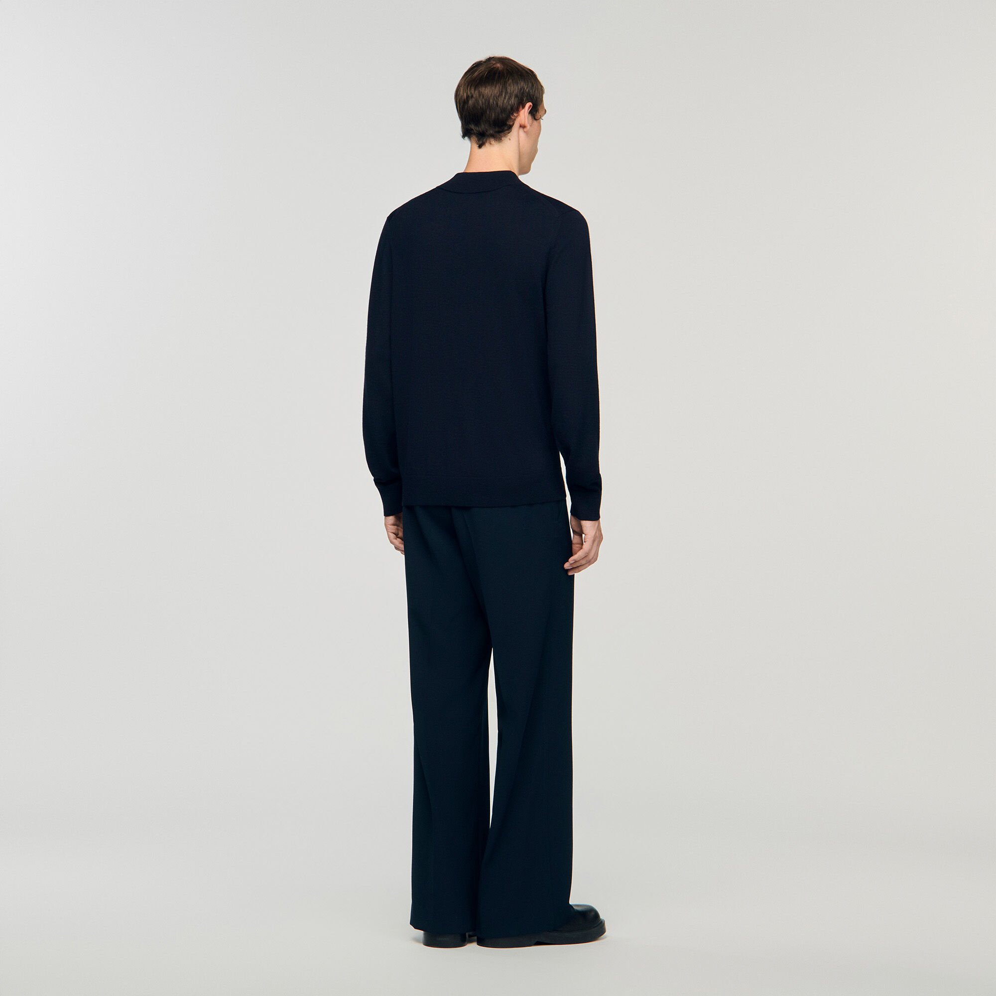 Wool sweater with high neck