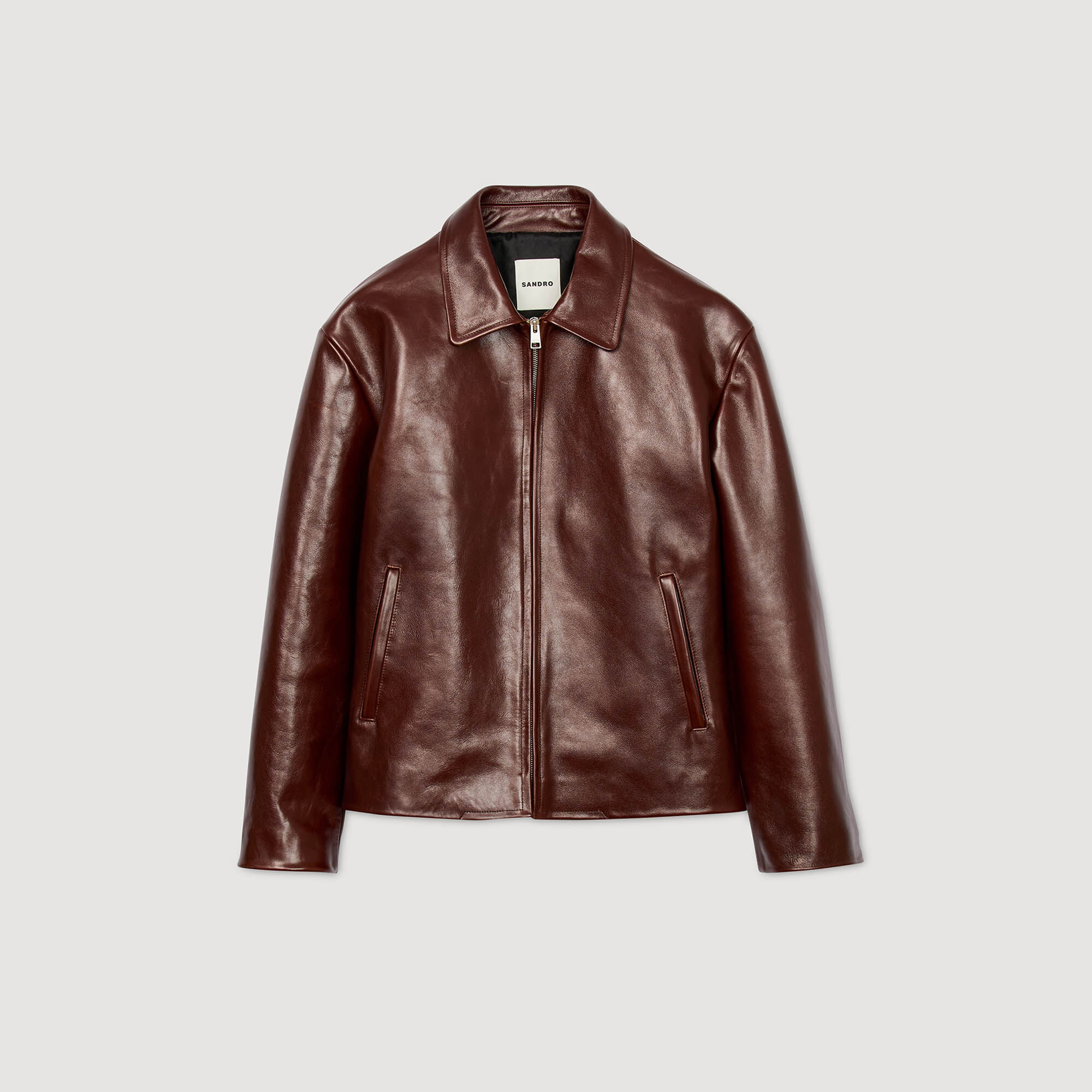 Zip-up leather jacket
