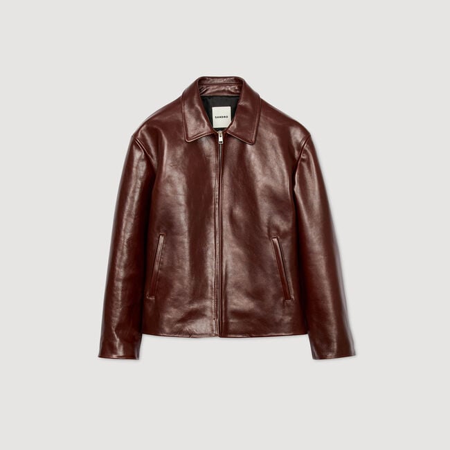 Zip-up leather jacket