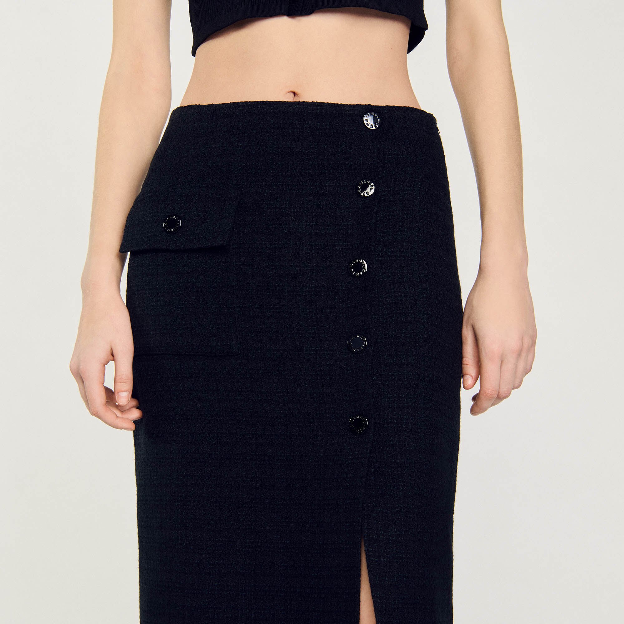 Tweed midi skirt