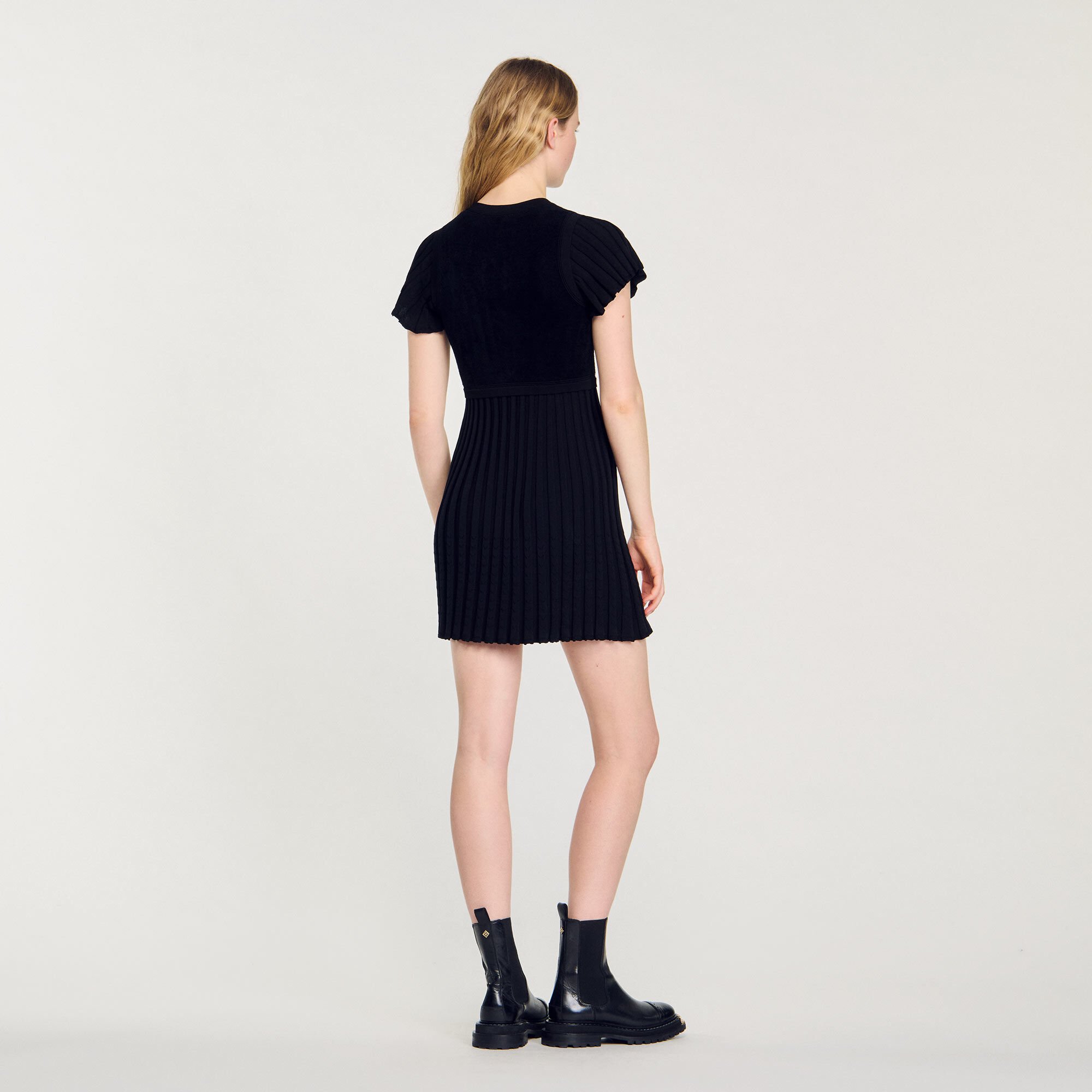 Pleated knit dress
