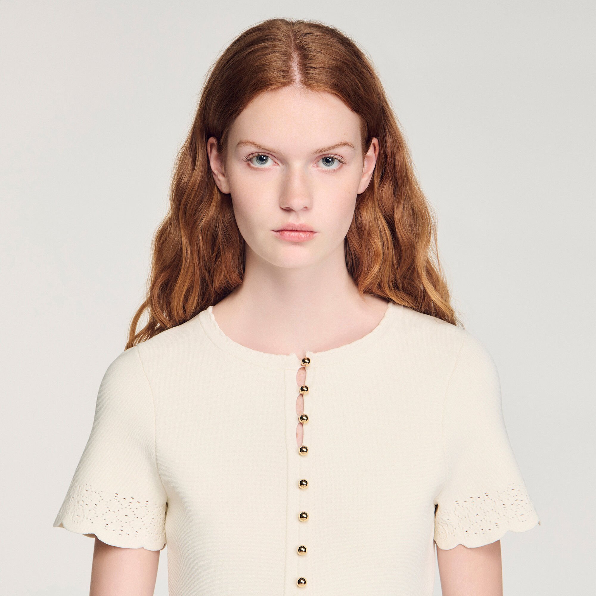 Pointelle knit mini dress