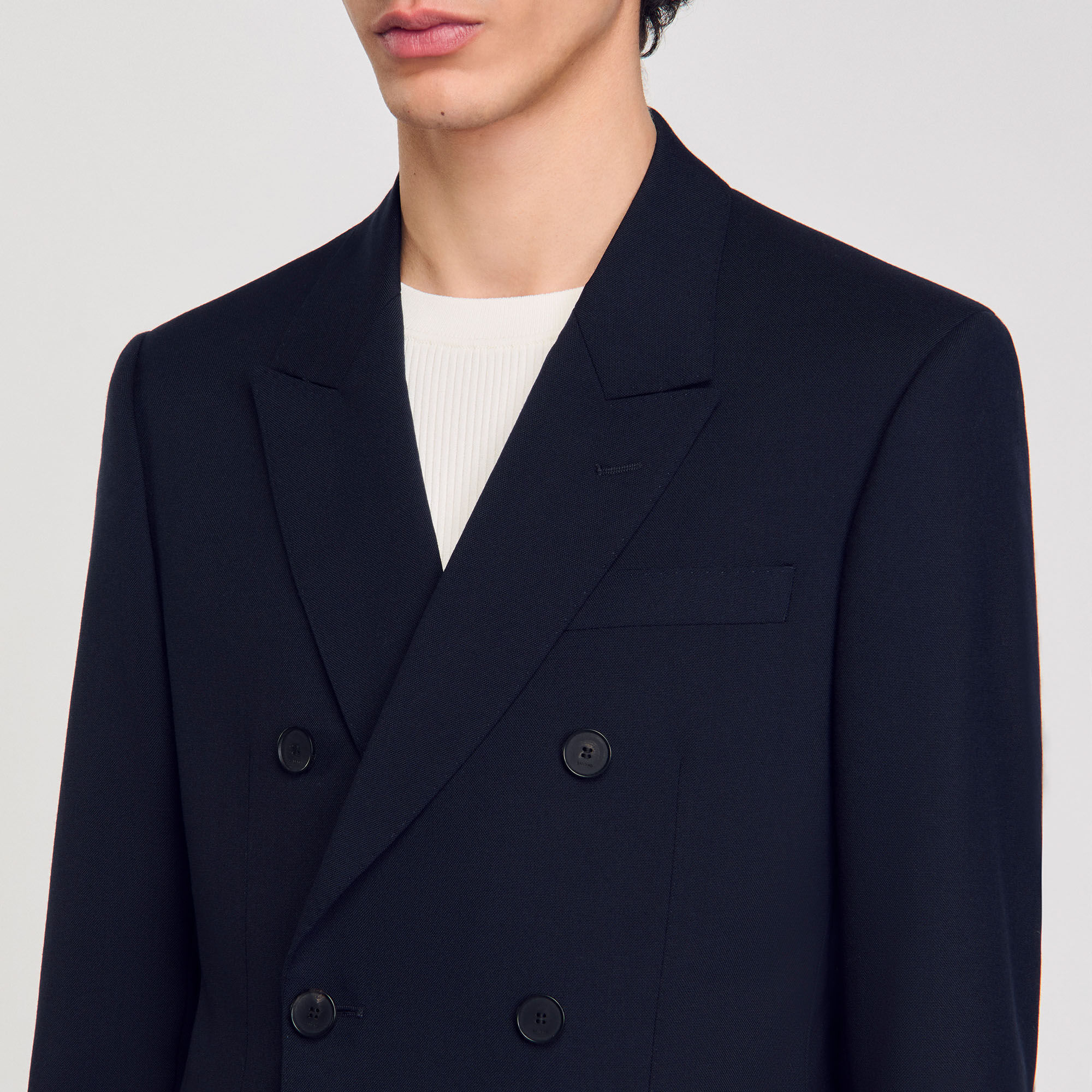 Double-breasted suit jacket blue for Men | Sandro Paris