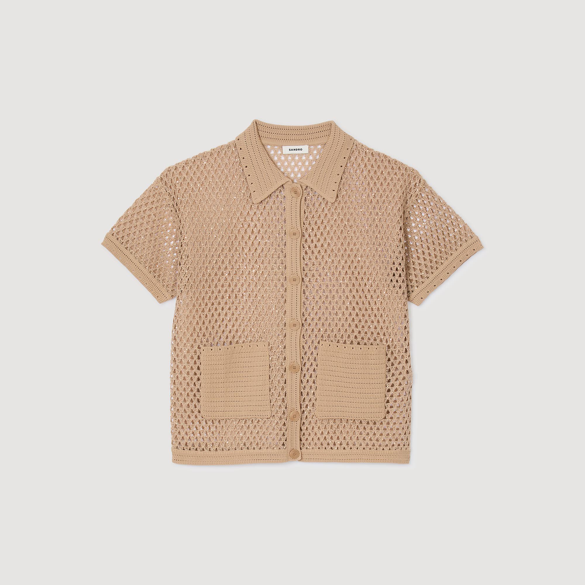 トップス short cardigan Rhinestone cardigan white / beige For Women | Sandro Paris