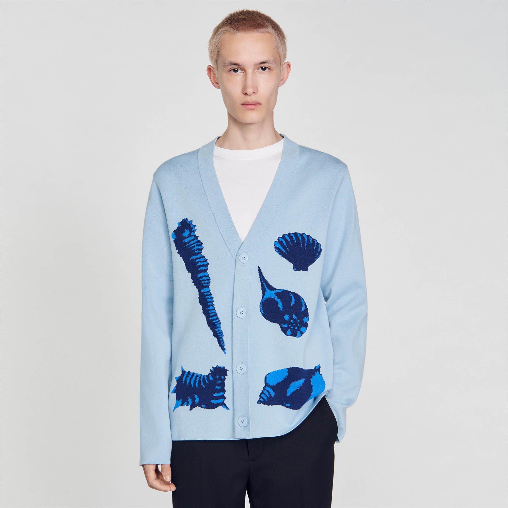 Jacquard knit seashell cardigan