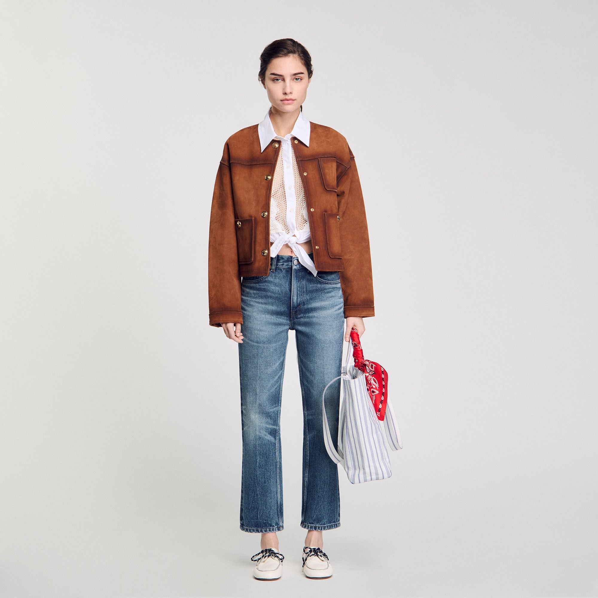 Striped canvas tote bag