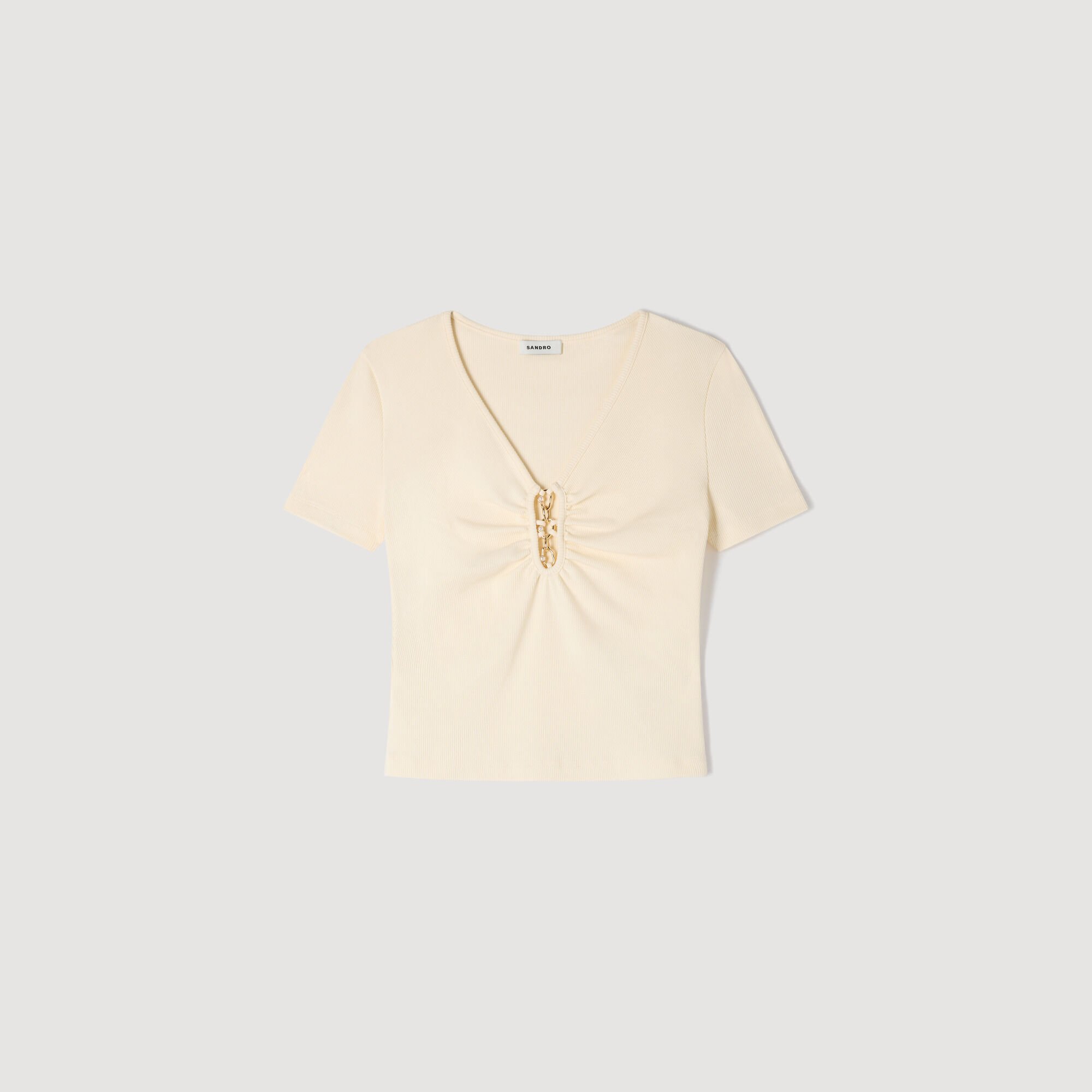 Jewelled cropped cotton T-shirt